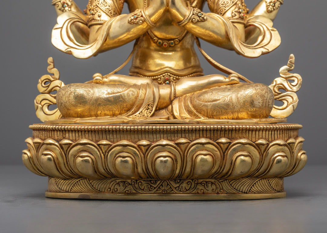 Chenrezig Deity Statue | Nepal Hand-Carved Avalokiteshvara