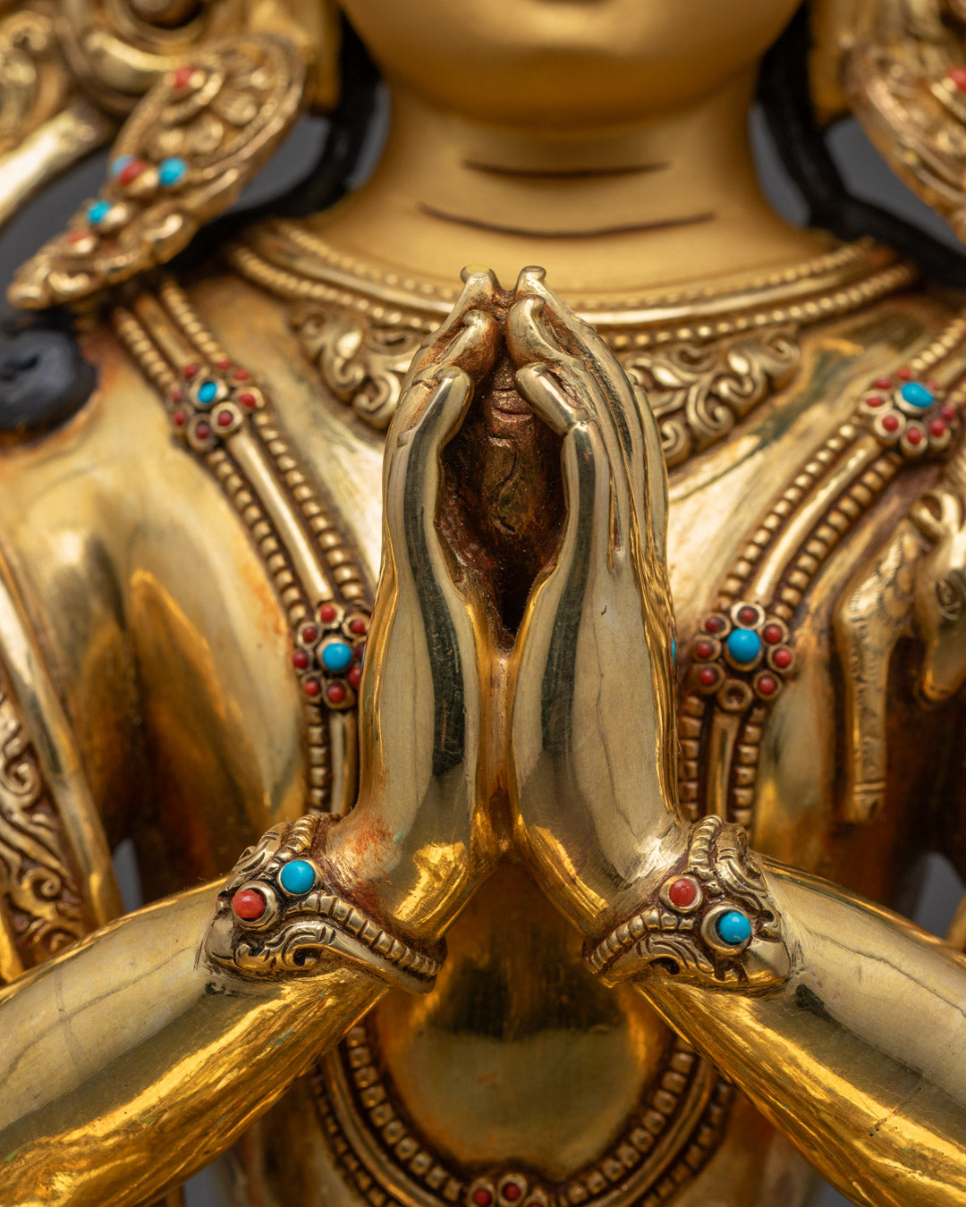 Hand-Craved Sacred Chenrezig Statue | Traditional Tibetan Art
