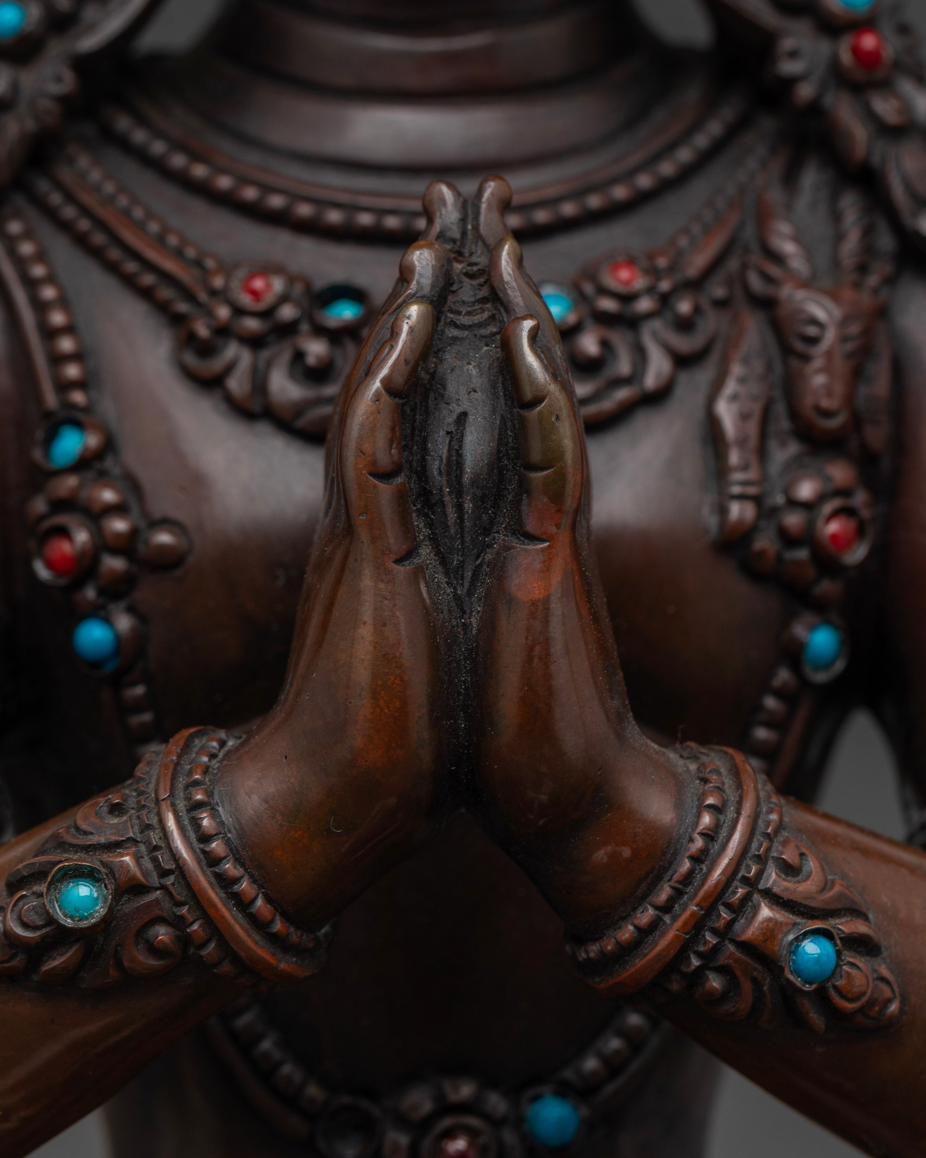Oxidized Chenrezig Statue: Sacred Art for Peace