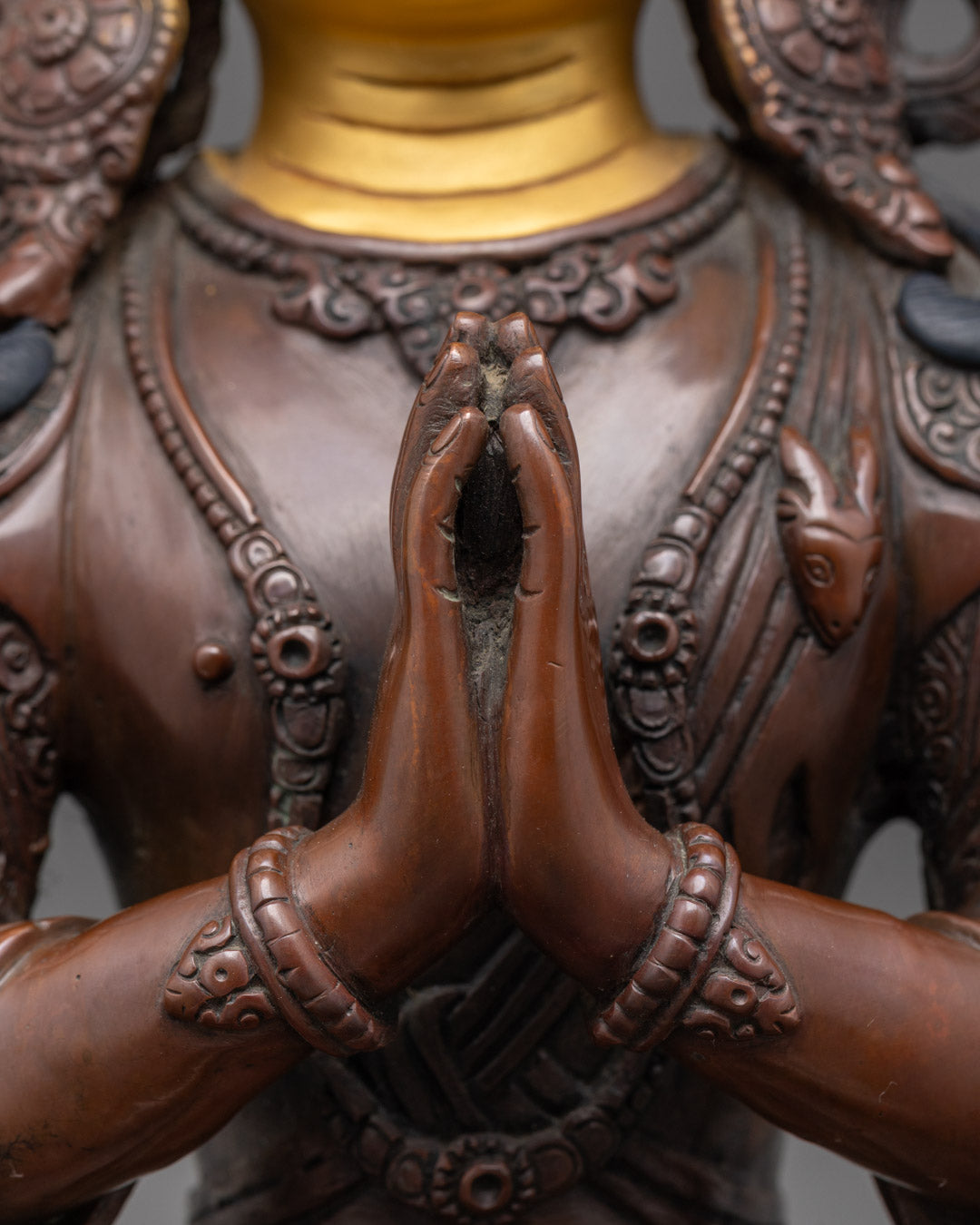 Beautiful Chenrezig Bodhisattva Statue | Oxidized Copper Finish