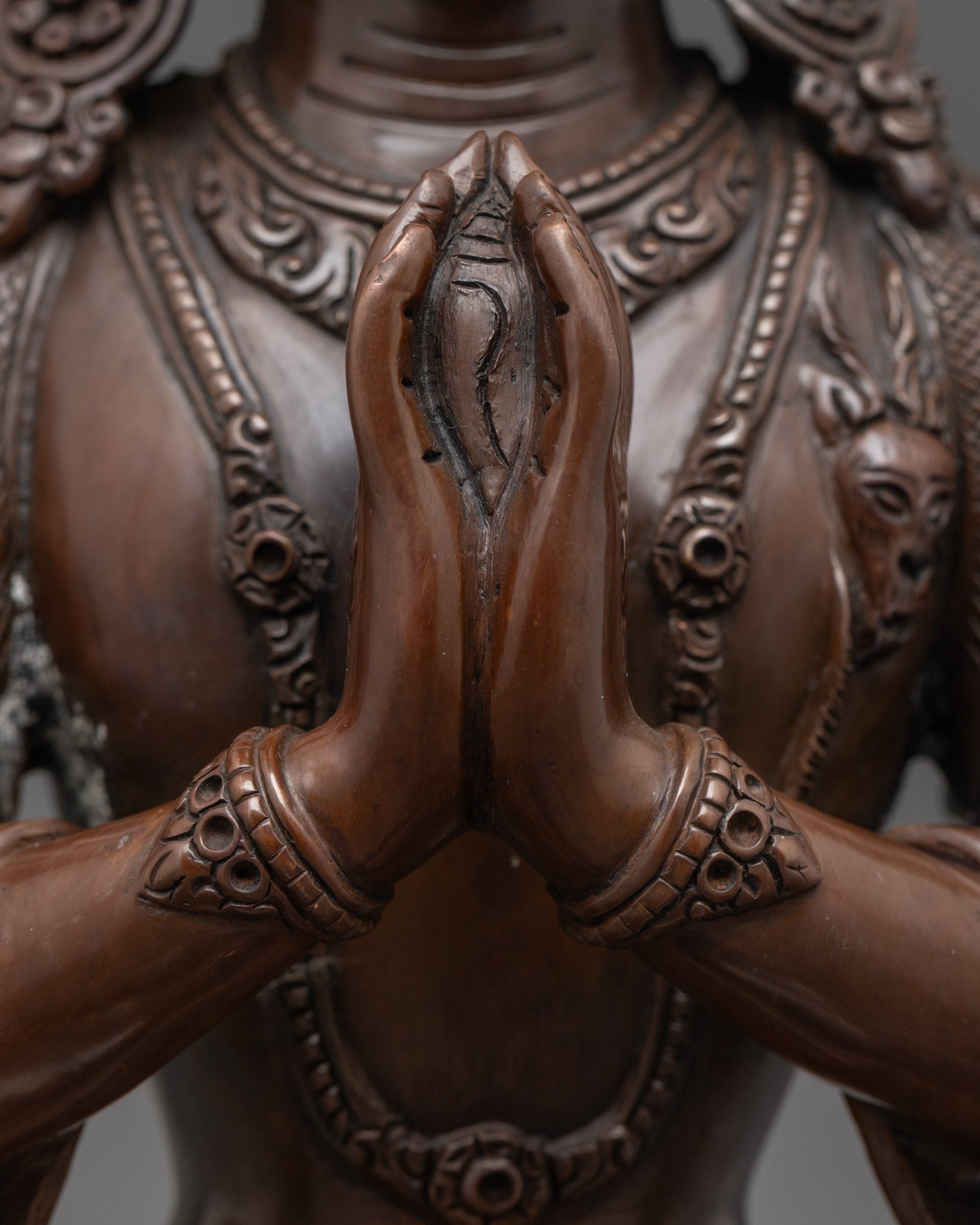 Oxidized Chenrezig Statue | Handmade Symbol of Protection