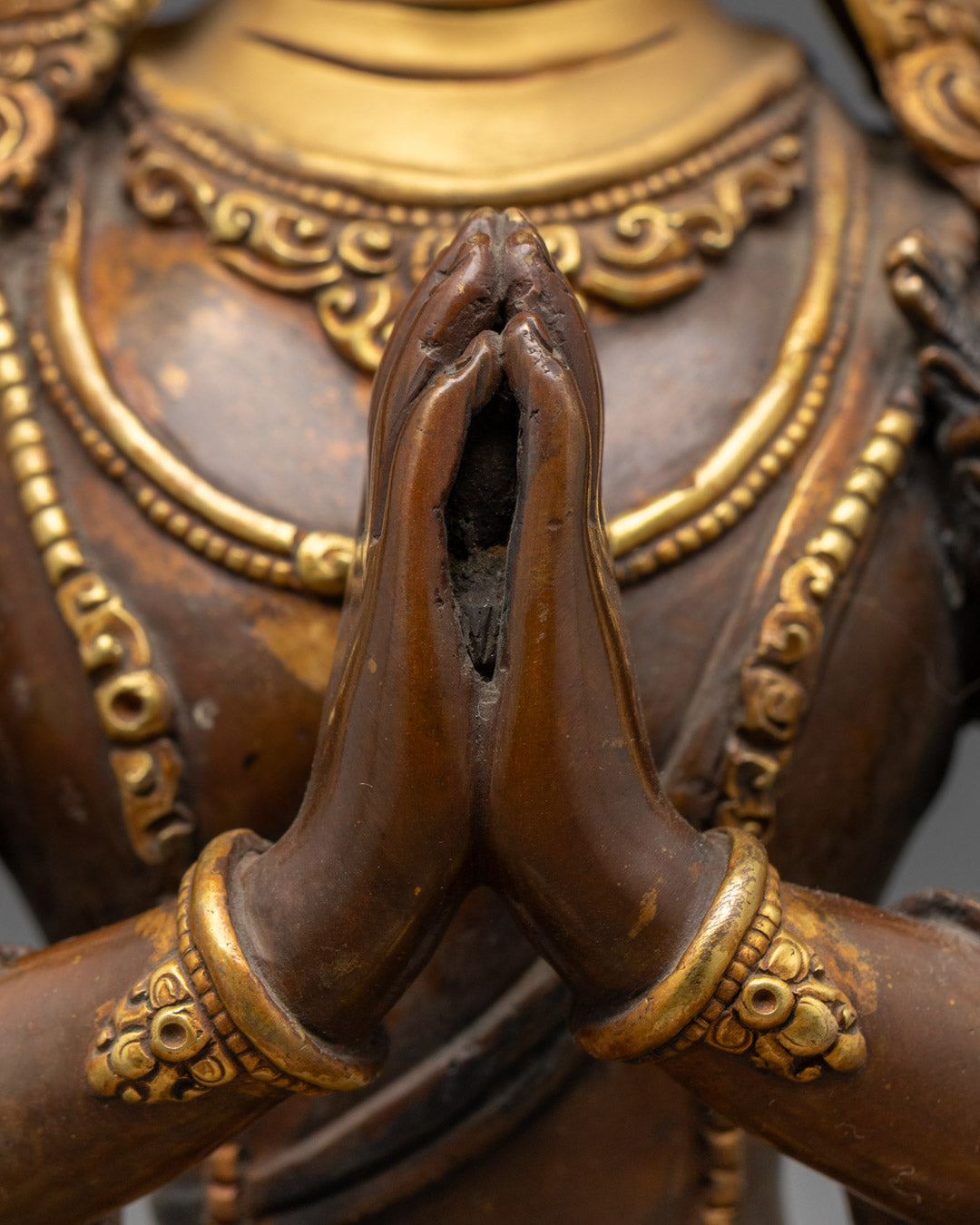 Authentic Oxidized Chenrezig Statue | Himalayan Buddhist Art