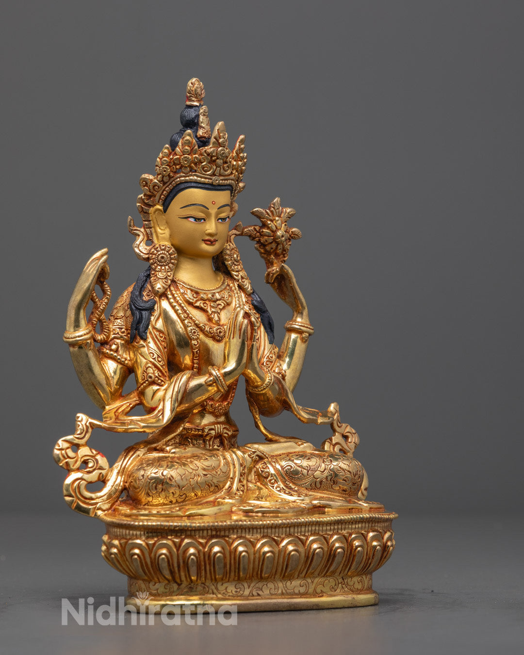 Authentic Tibetan Chenrezig Sculpture | Premium Copper Body