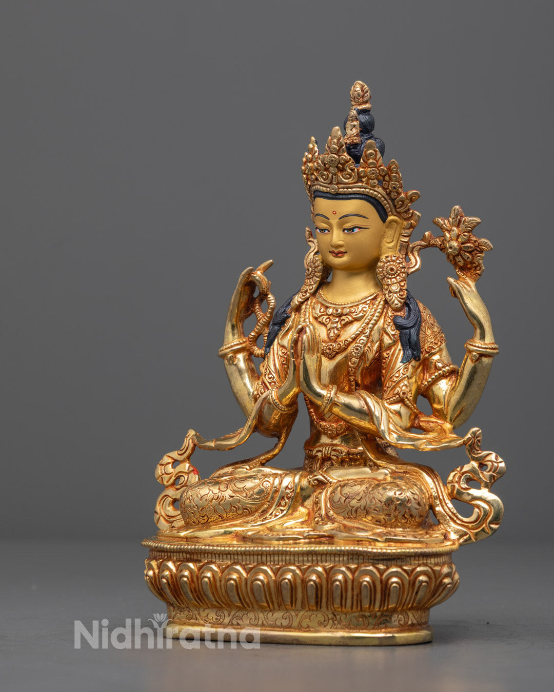 Authentic Tibetan Chenrezig Sculpture | Premium Copper Body