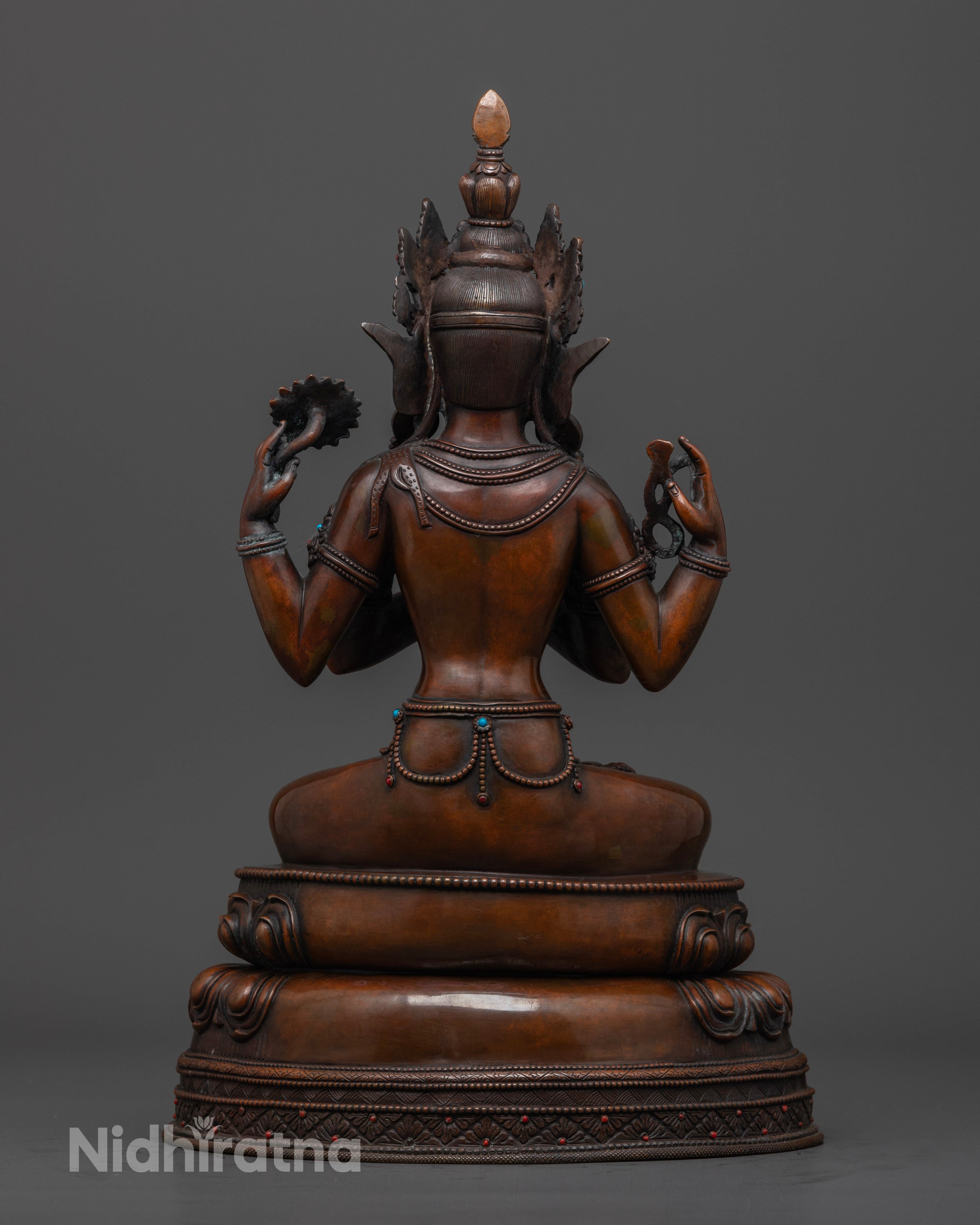 Oxidized Chenrezig Statue: Sacred Art for Peace