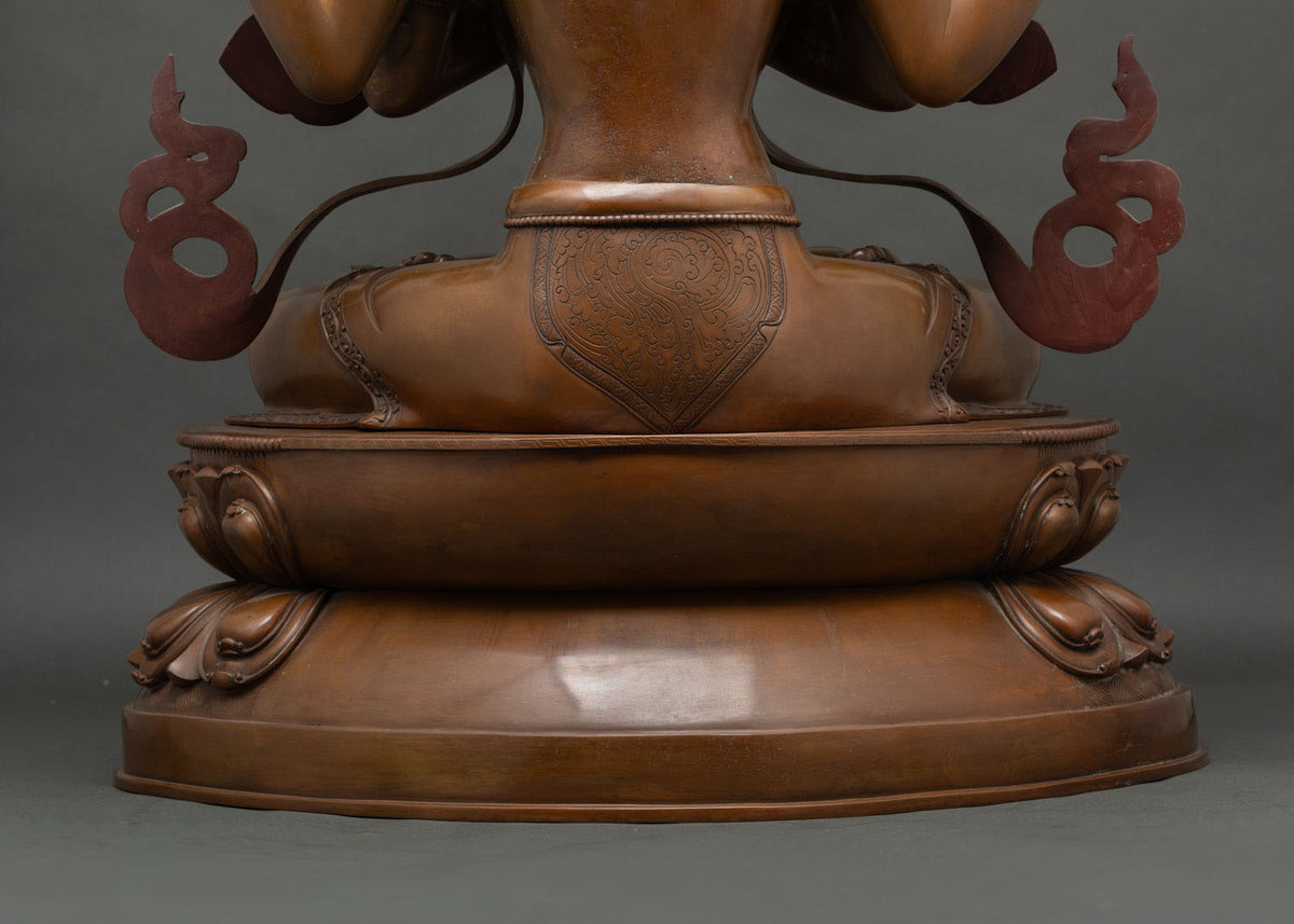 Large-Sized Chenrezig Oxidized Statue | Tibetan Buddhist Artwork