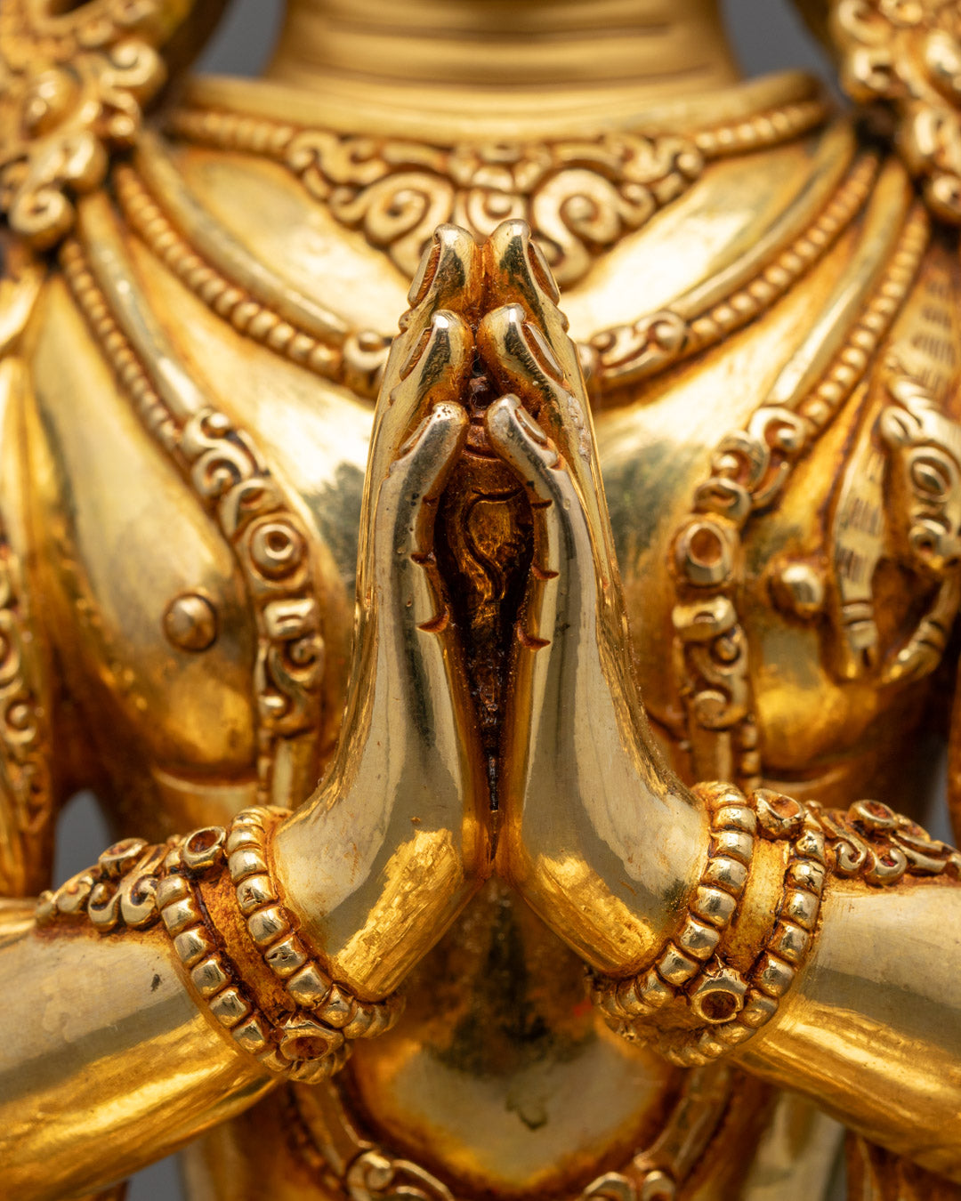 Tibetan Chenrezig Statue | Lost Wax Method 24K Gold Avalokiteshvara