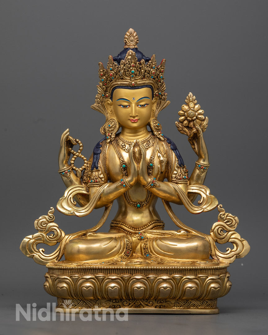 Chenrezig Statue | Tibetan Avalokiteshvara Handmade in Nepal