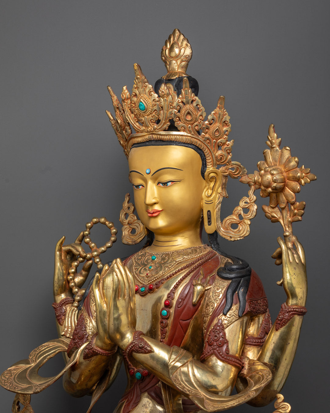 Avalokiteshvara Chenrezig Statue | Traditional Hand-Carved Tibetan Art
