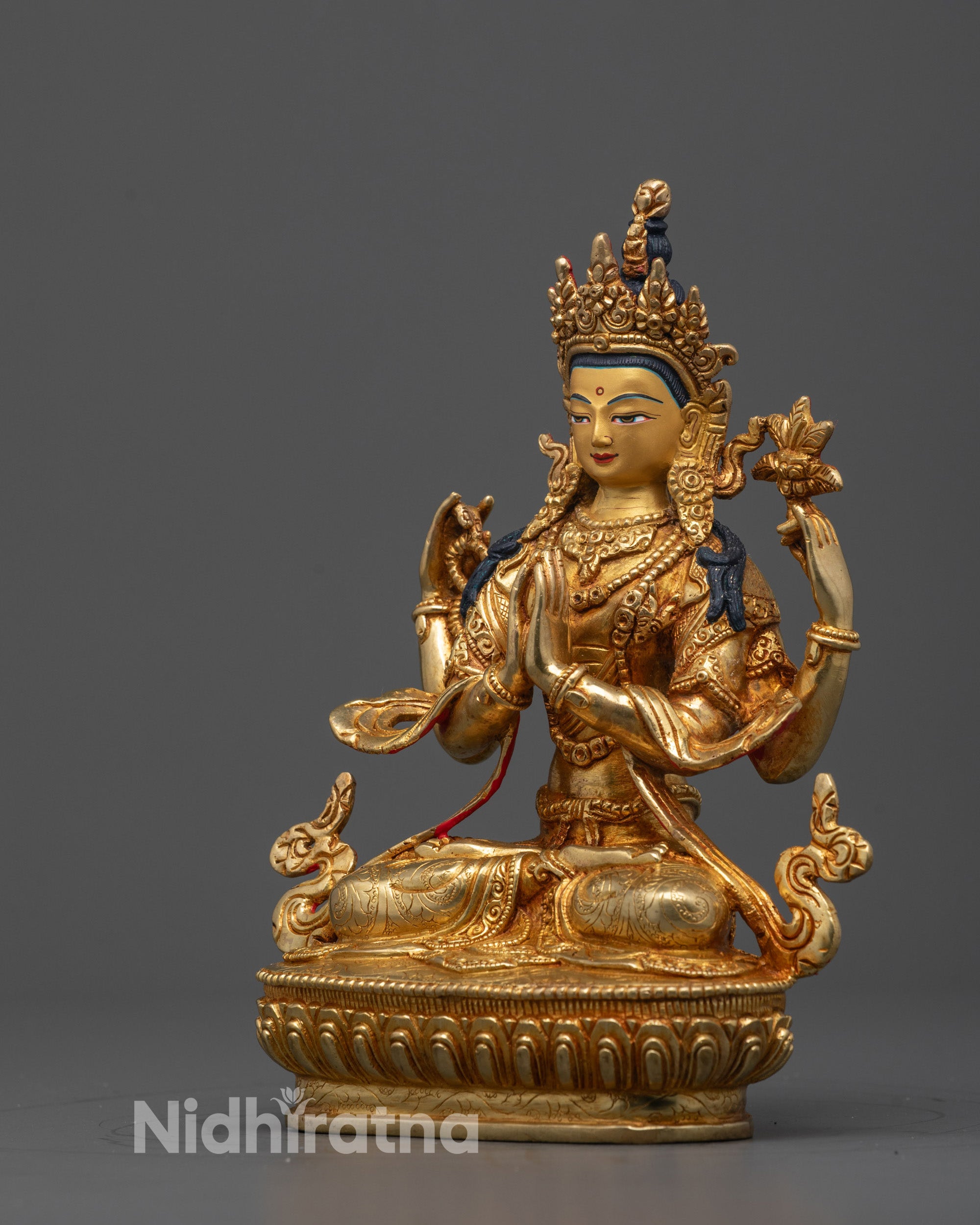 Four-Armed Chenrezig Statue | Artisan Carved Buddhist Protector