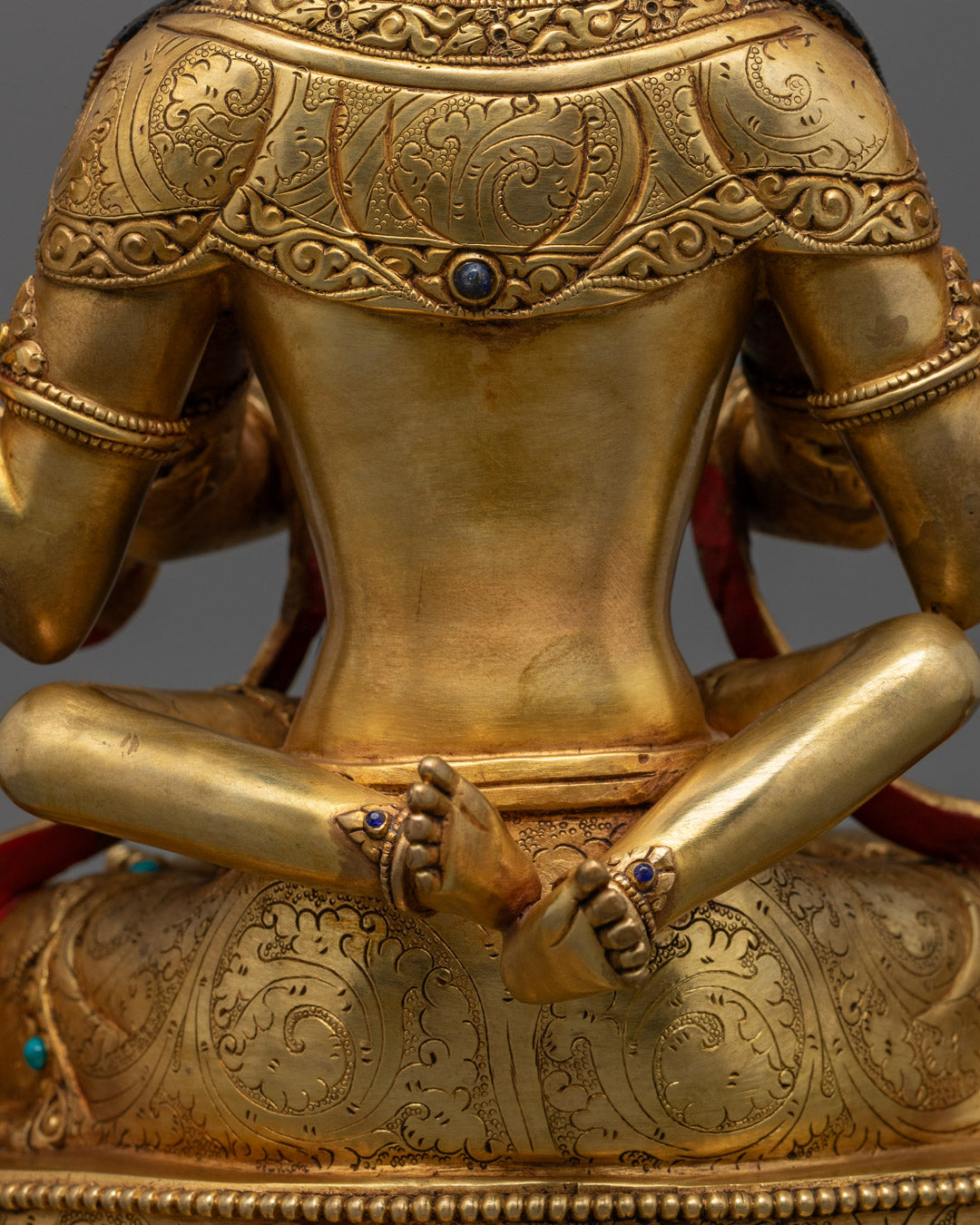 Handcrafted Chenrezig Statue in 24k Gold Gilded Copper