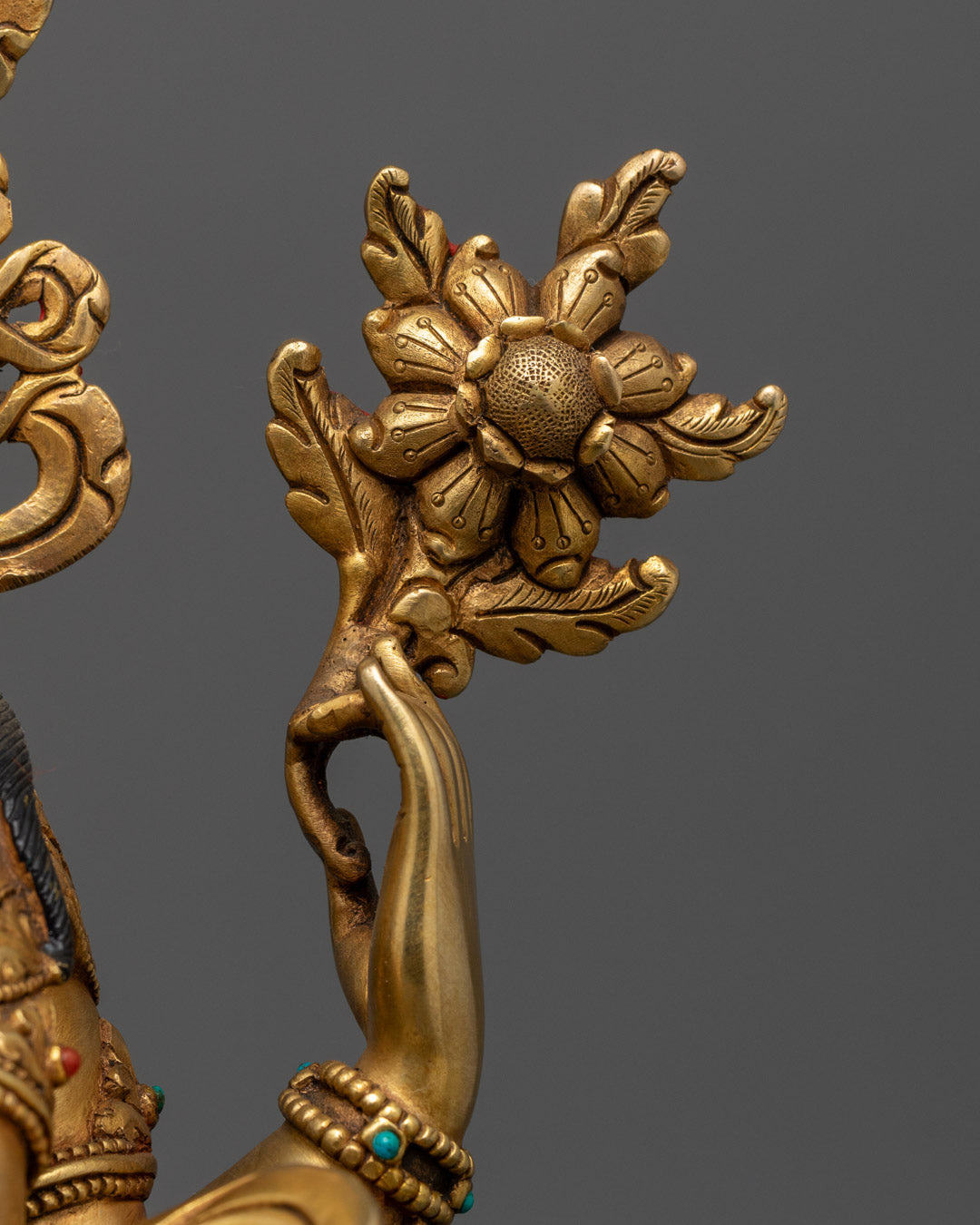 Handcrafted Chenrezig Statue in 24k Gold Gilded Copper