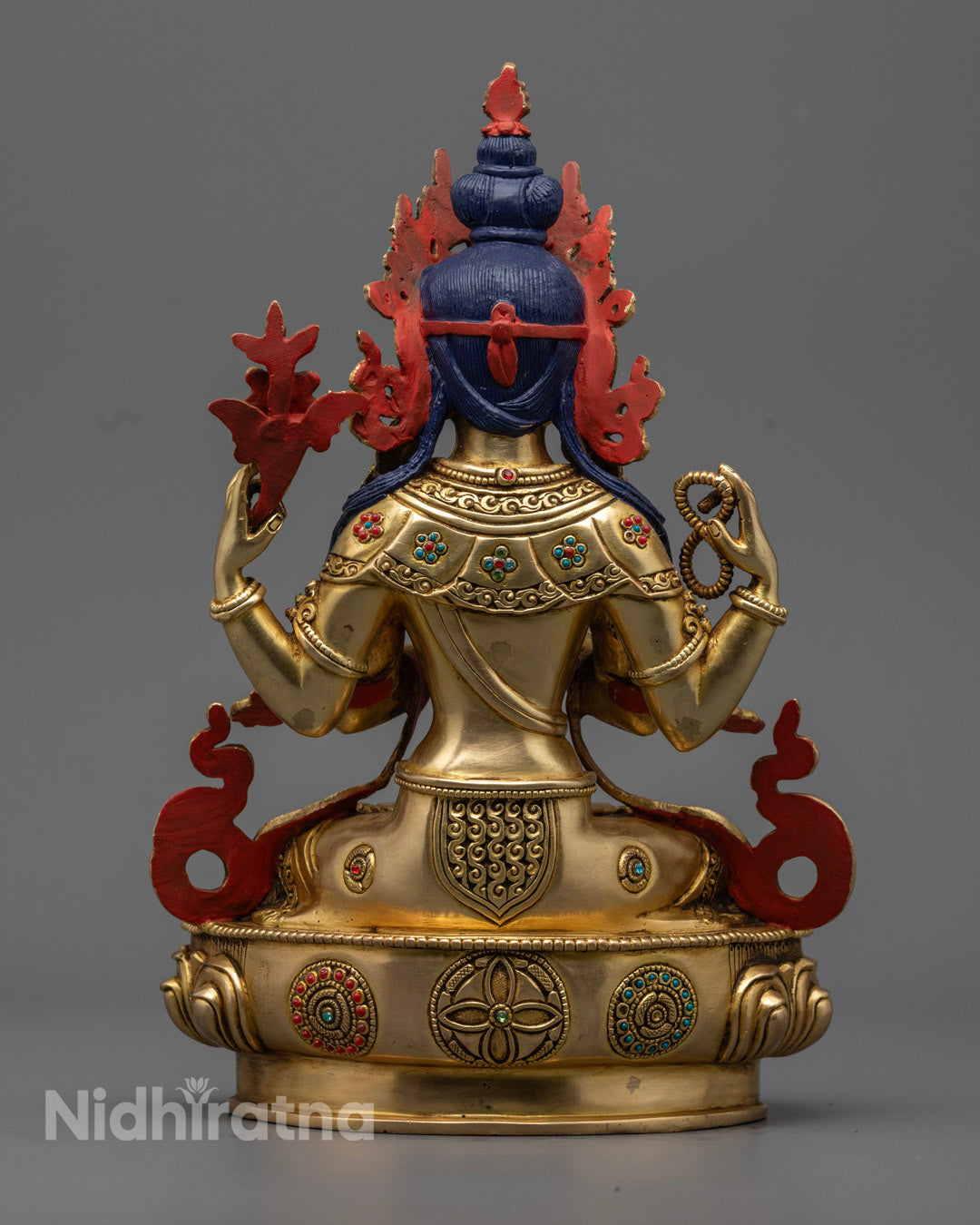 Tibetan Chenrezig Statue | Hand-Carved 24K Gold Avalokiteshvara