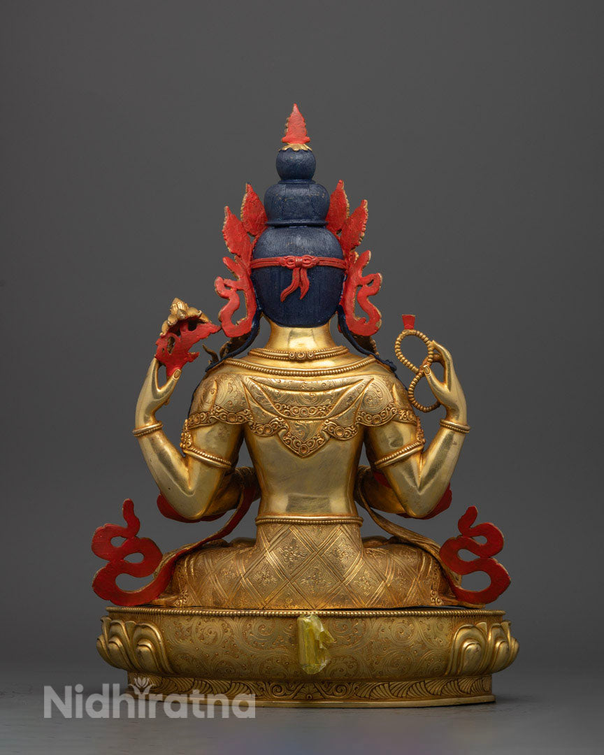 Four Armed Chenrezig Avalokiteshvara Statue | Hand-made Buddhist Sculpture