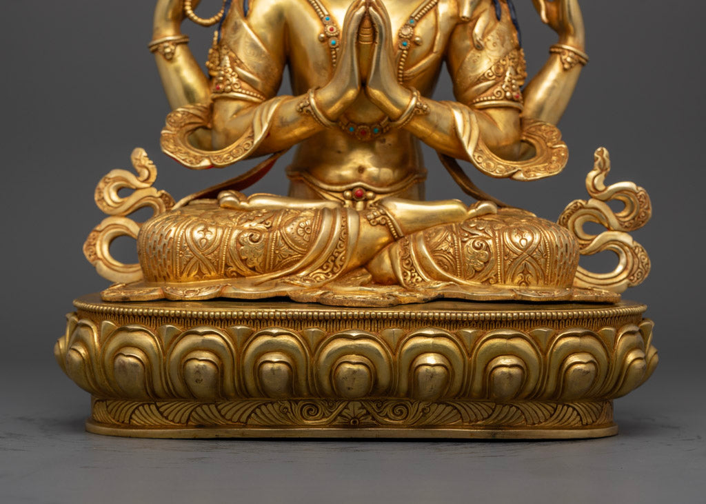 Four Armed Chenrezig Avalokiteshvara Statue | Hand-made Buddhist Sculpture