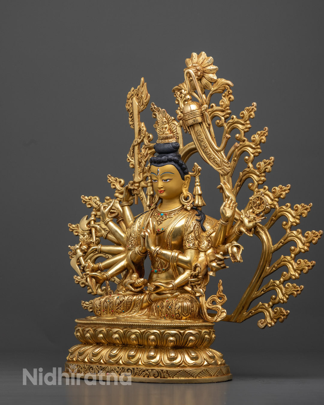 24K Gold Gilded Goddess Chundi Statue