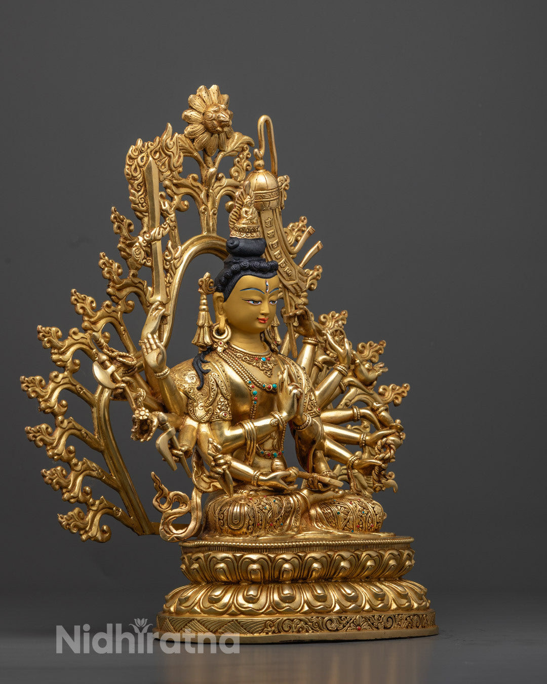 24K Gold Gilded Goddess Chundi Statue