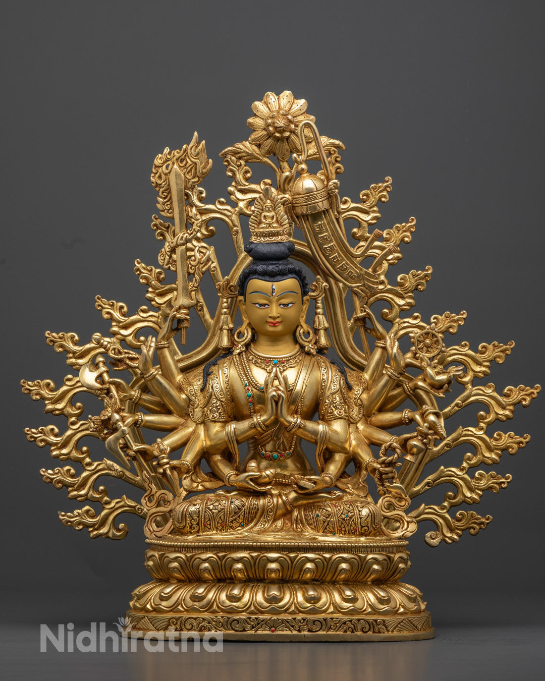 24K Gold Gilded Goddess Chundi Statue