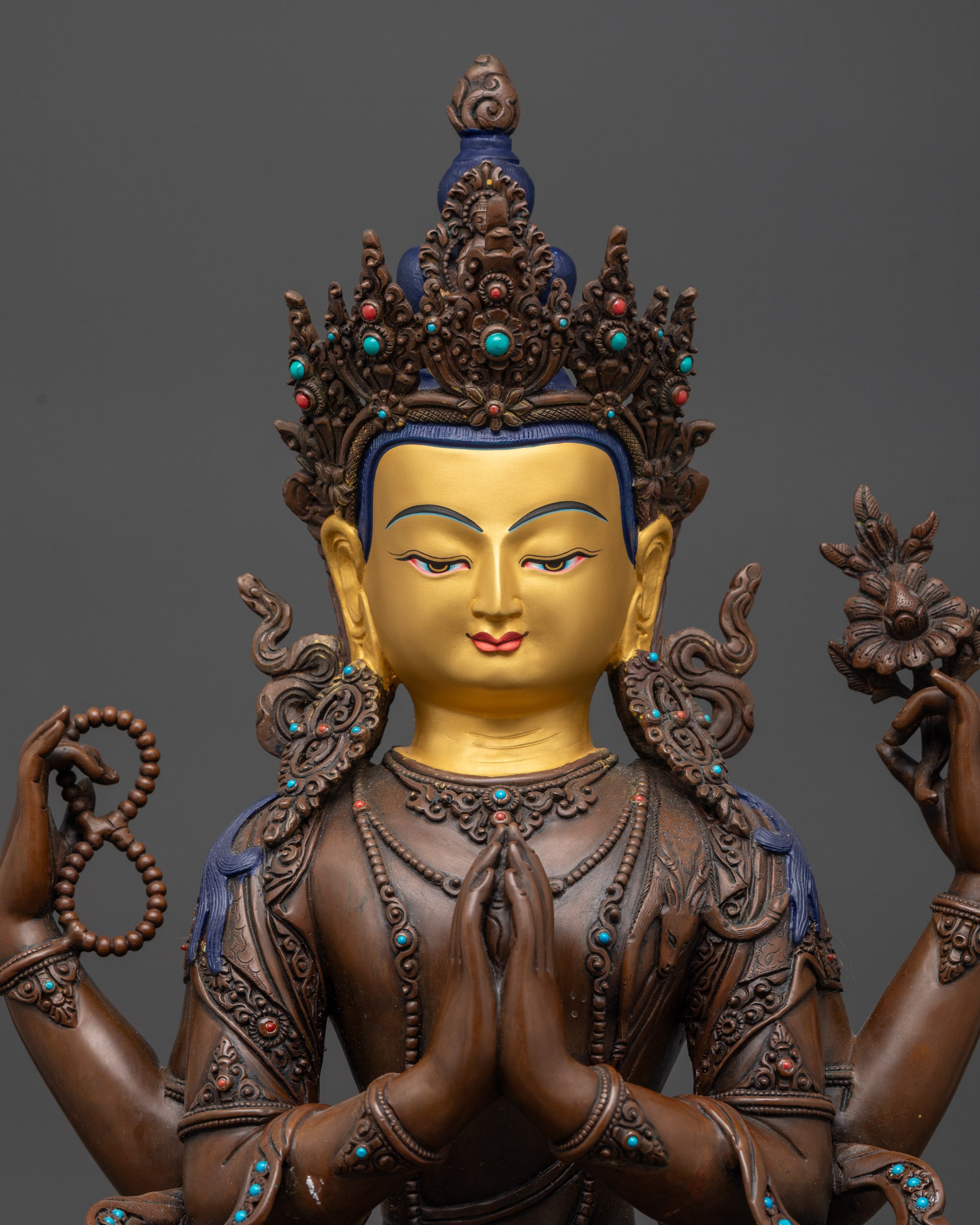 detailed handcrafted Tibetan Avalokiteshvara figure