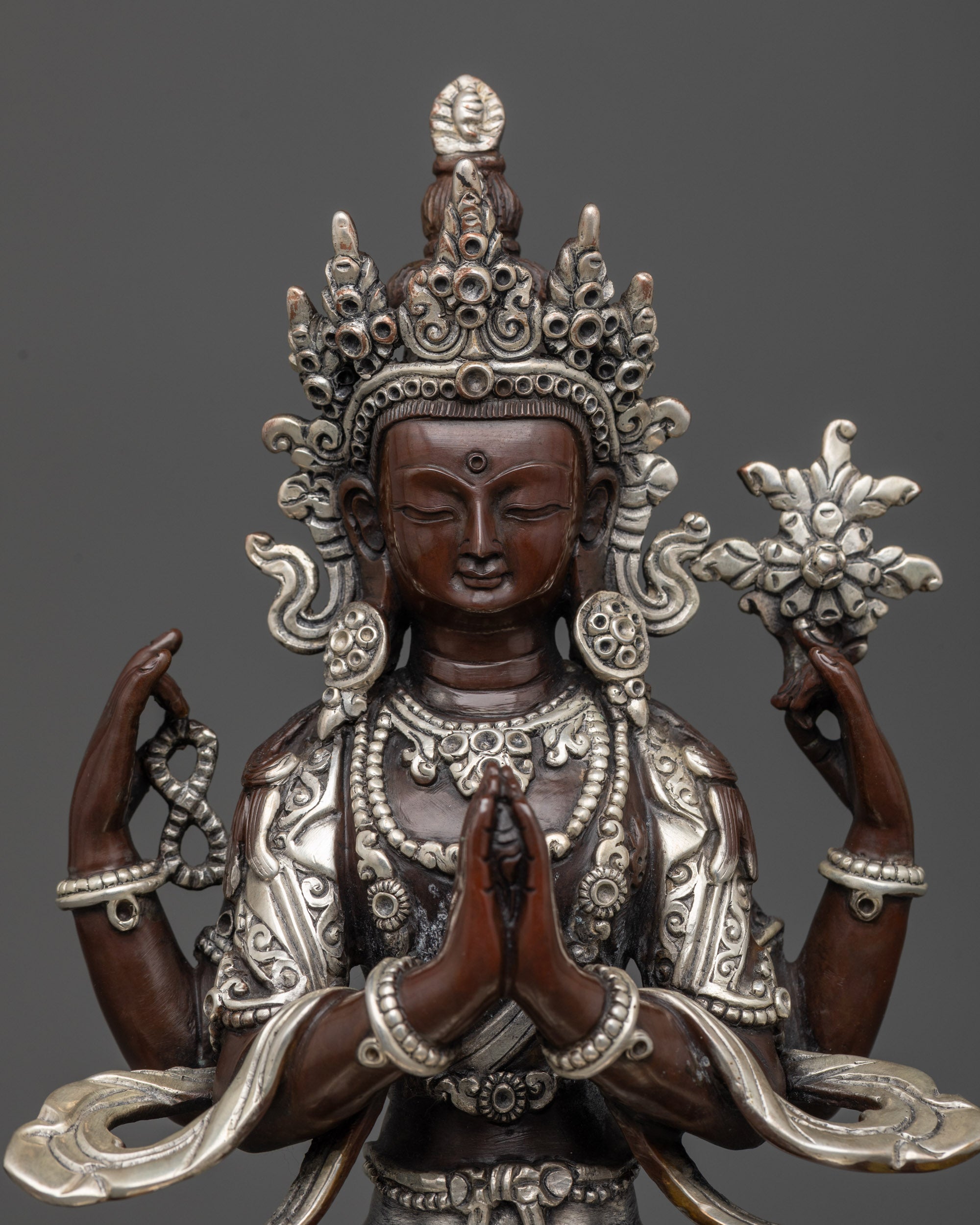 detailed handcrafted Tibetan Avalokiteshvara figure