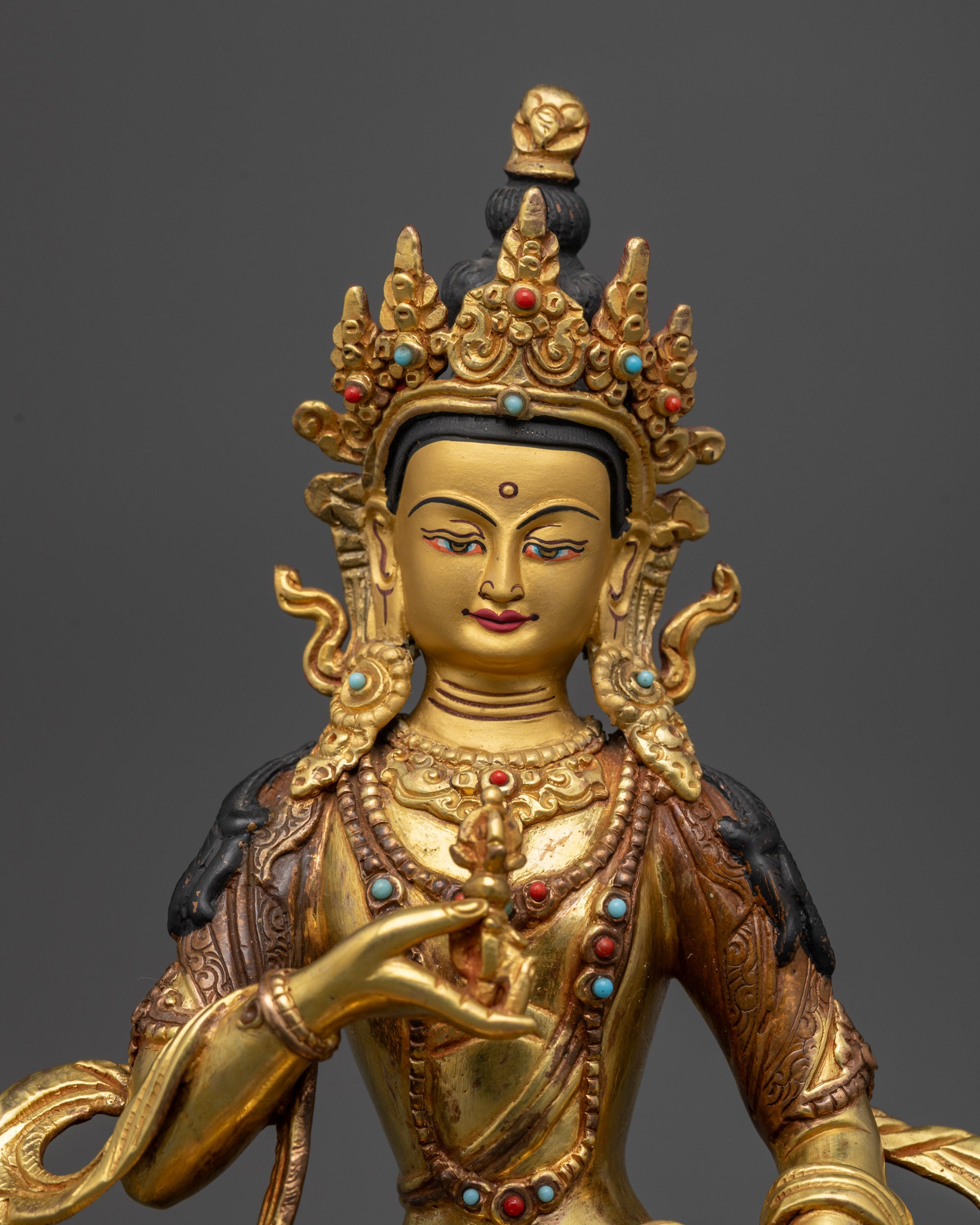 detailed copper dorje and bell Buddhist figure