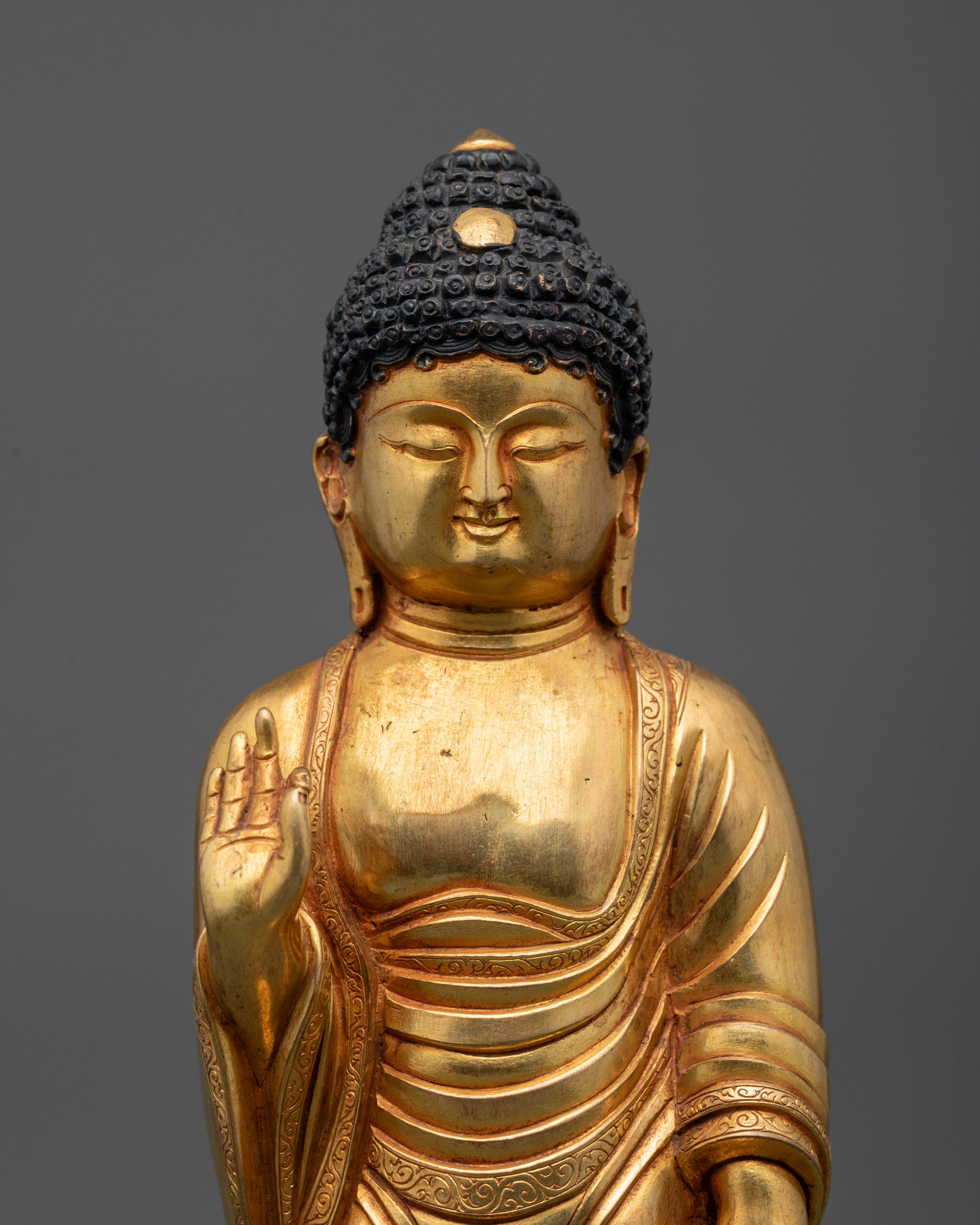detailed copper meditation figure