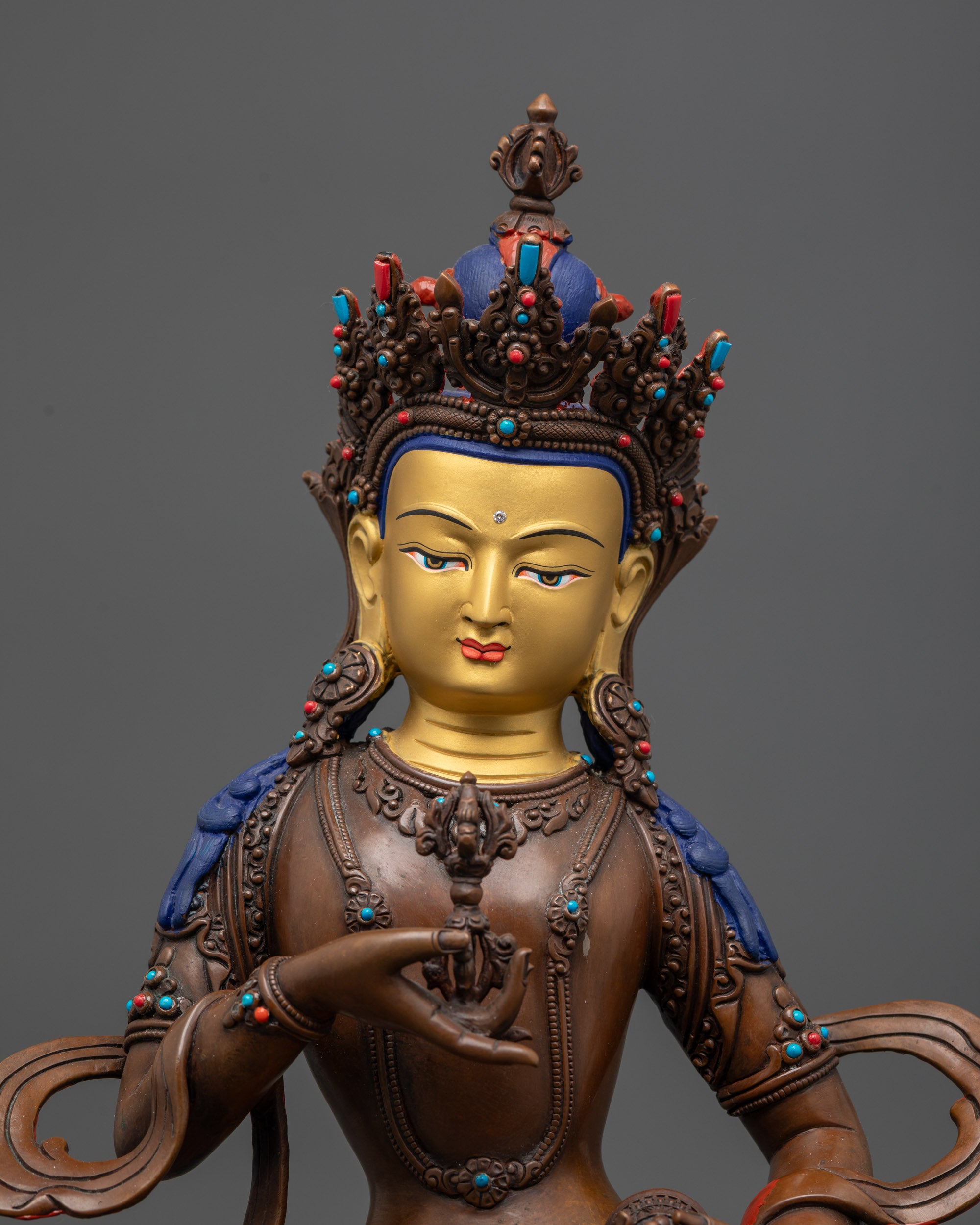 detailed copper dorje and bell Buddhist figure
