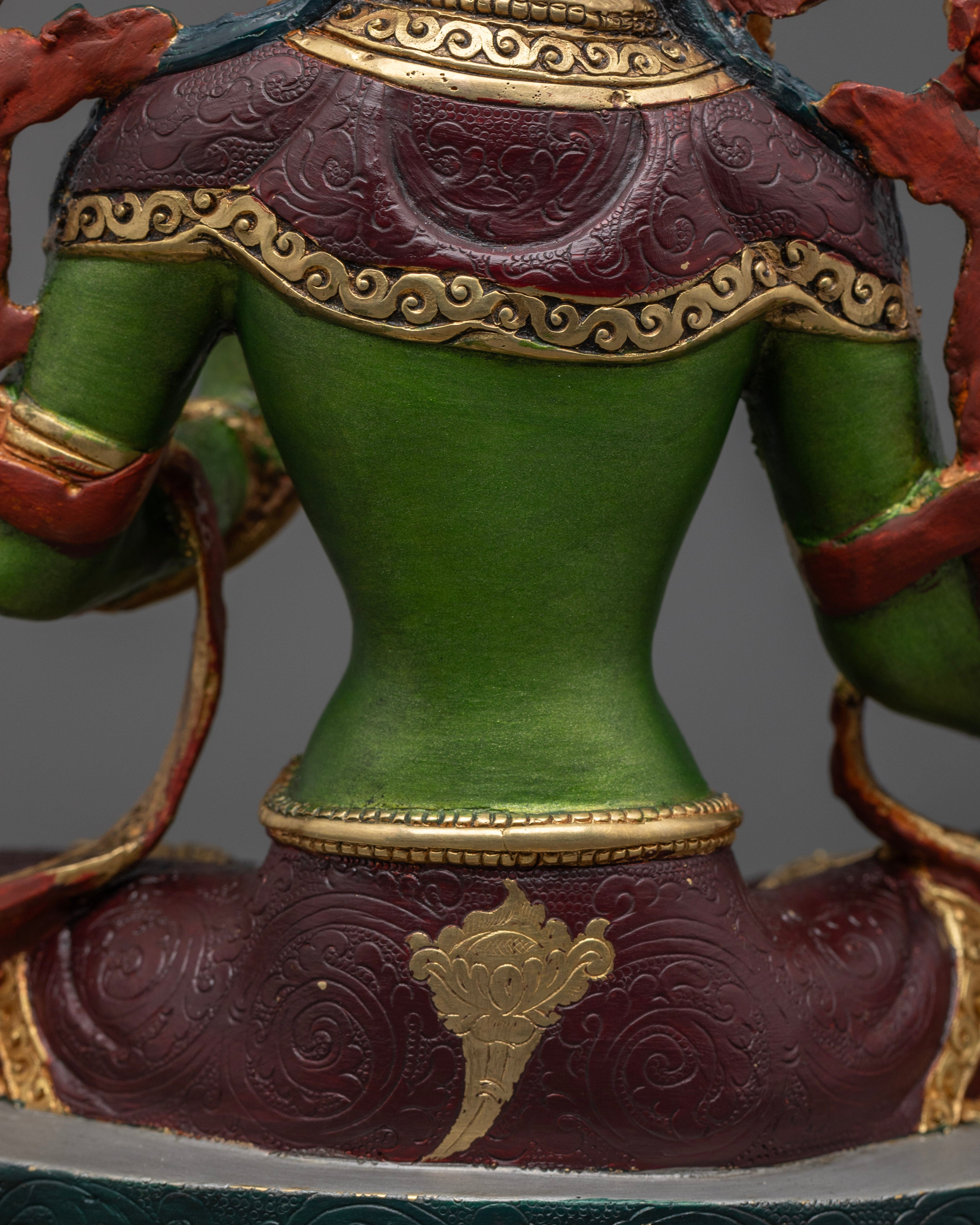 It shows close view of Back Side Green Tara