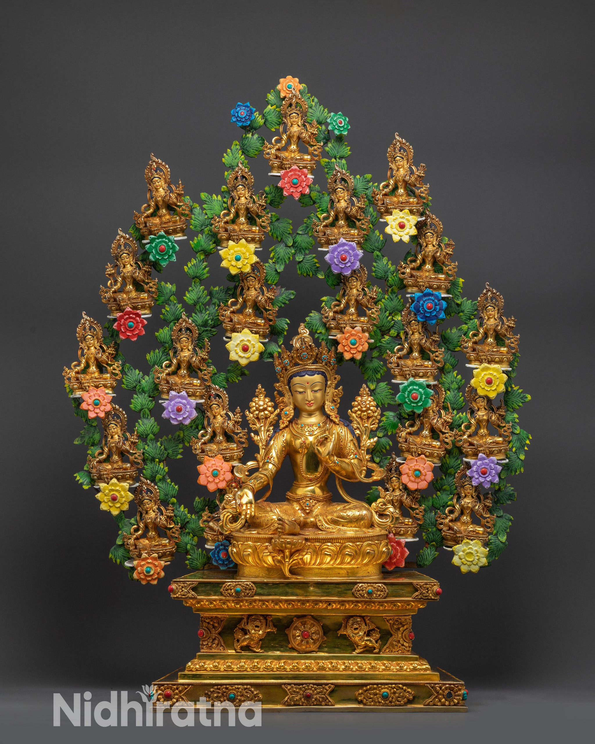 Complete 21 Tara Statue Tree Collection handcrafted in Nepal using lost wax technique