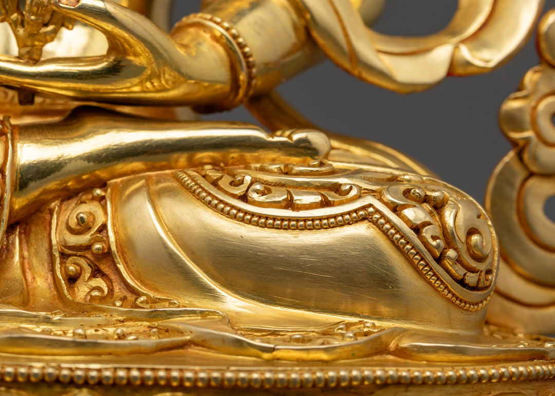 Hand-Carved Mitrugpa Statue | 24K Gold Gilded Copper from Nepal
