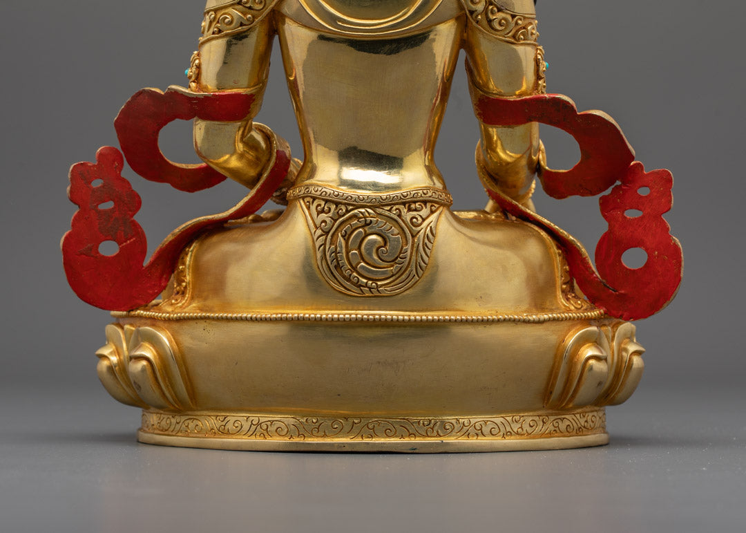 Hand-Carved Mitrugpa Statue | 24K Gold Gilded Copper from Nepal