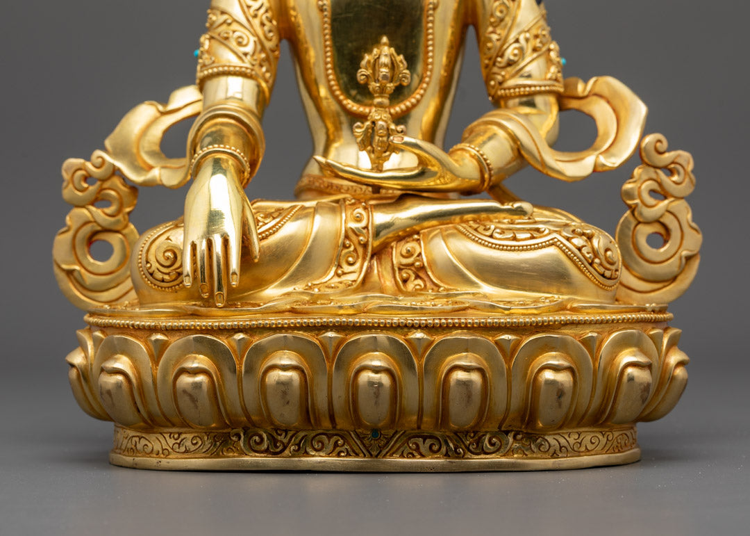 Hand-Carved Mitrugpa Statue | 24K Gold Gilded Copper from Nepal