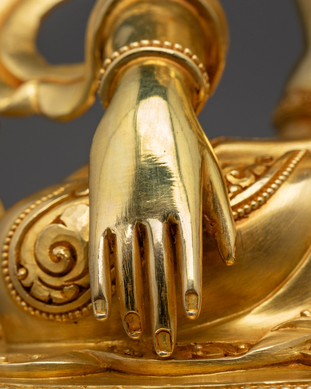 Hand-Carved Mitrugpa Statue | 24K Gold Gilded Copper from Nepal
