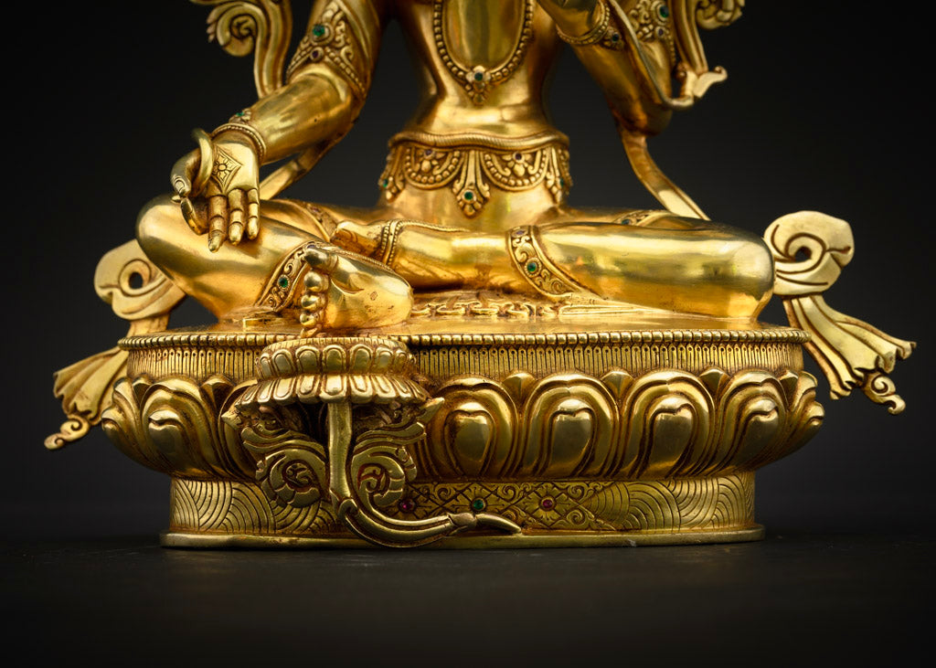 13.8" Green Tara Goddess Statue | Tara Buddha Statue
