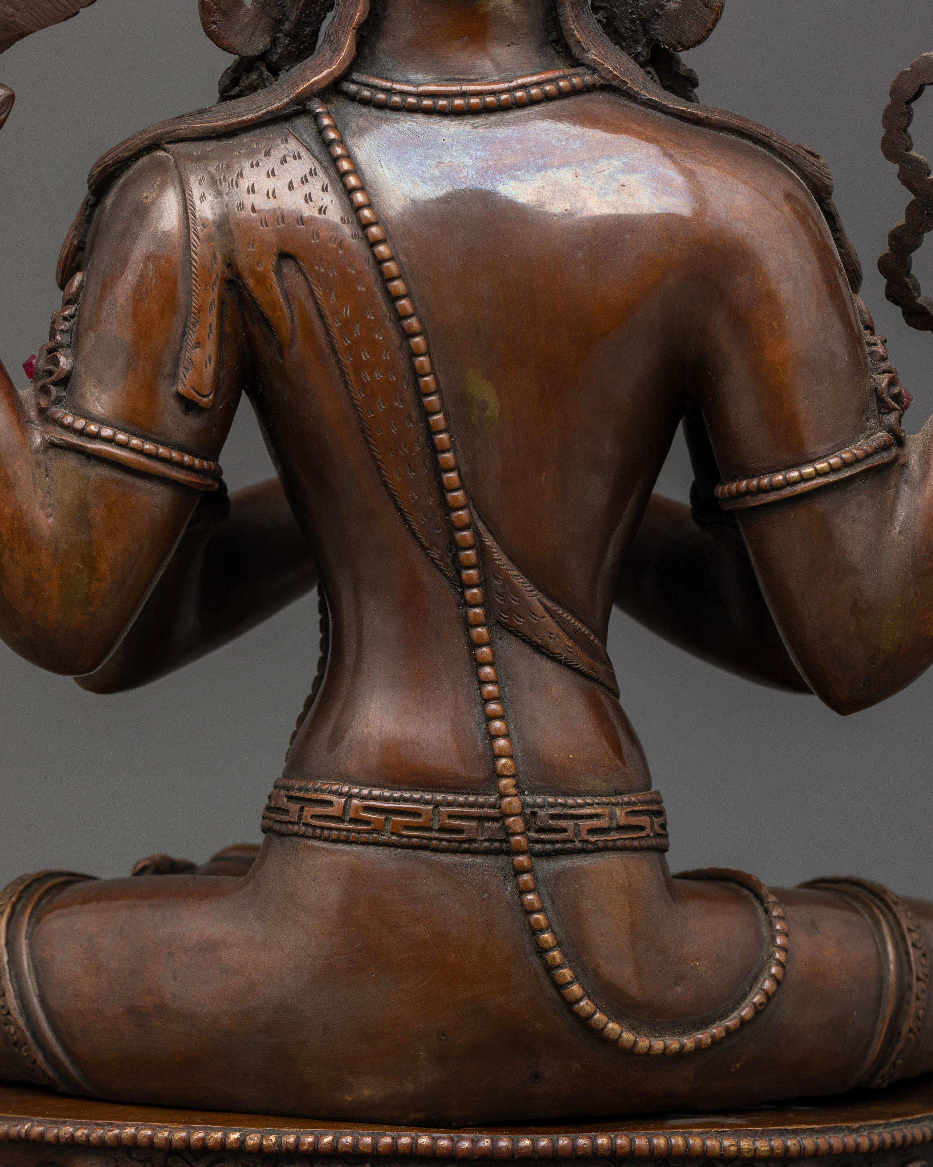 Handmade Chenrezig Statue in Full Oxidized : The Embodiment of Mercy