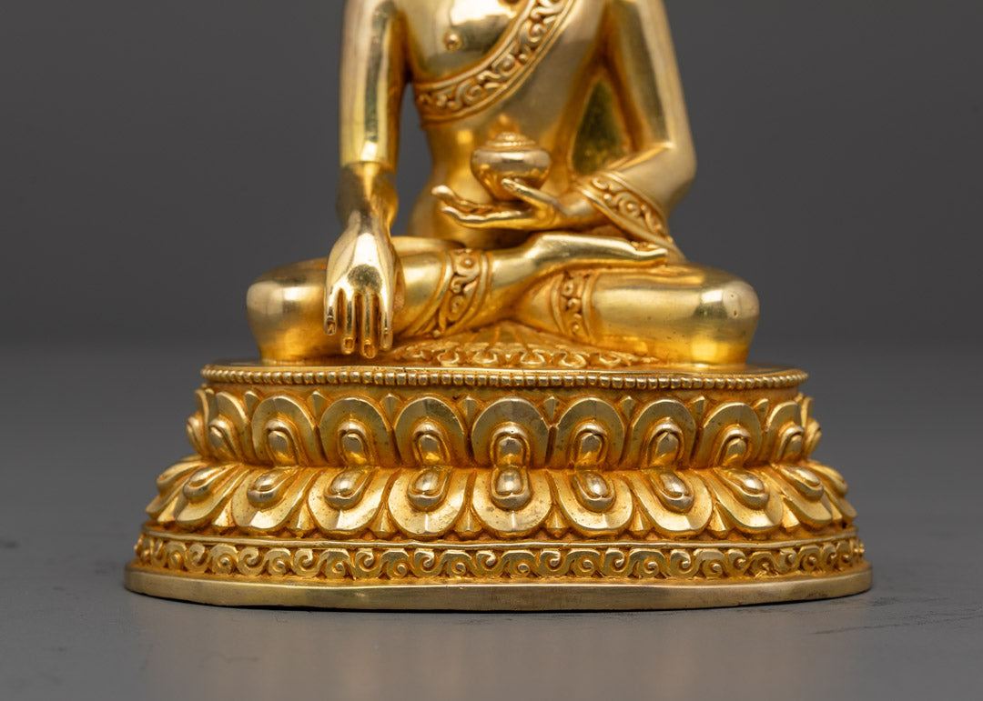 Crowned Shakyamuni Buddha Statue | Hand-Carved Tibetan Buddhist