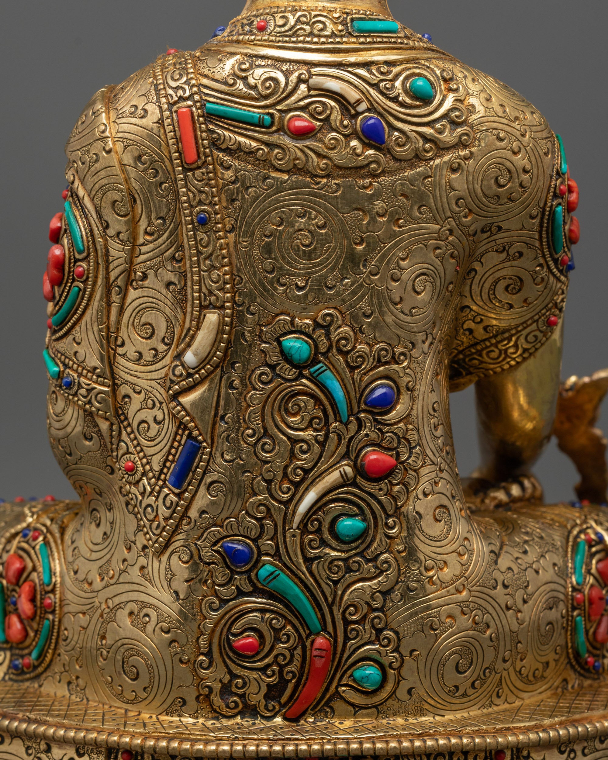 24K Gold Fire-Gilded Medicine Buddha Statue | Handcrafted Sculpture