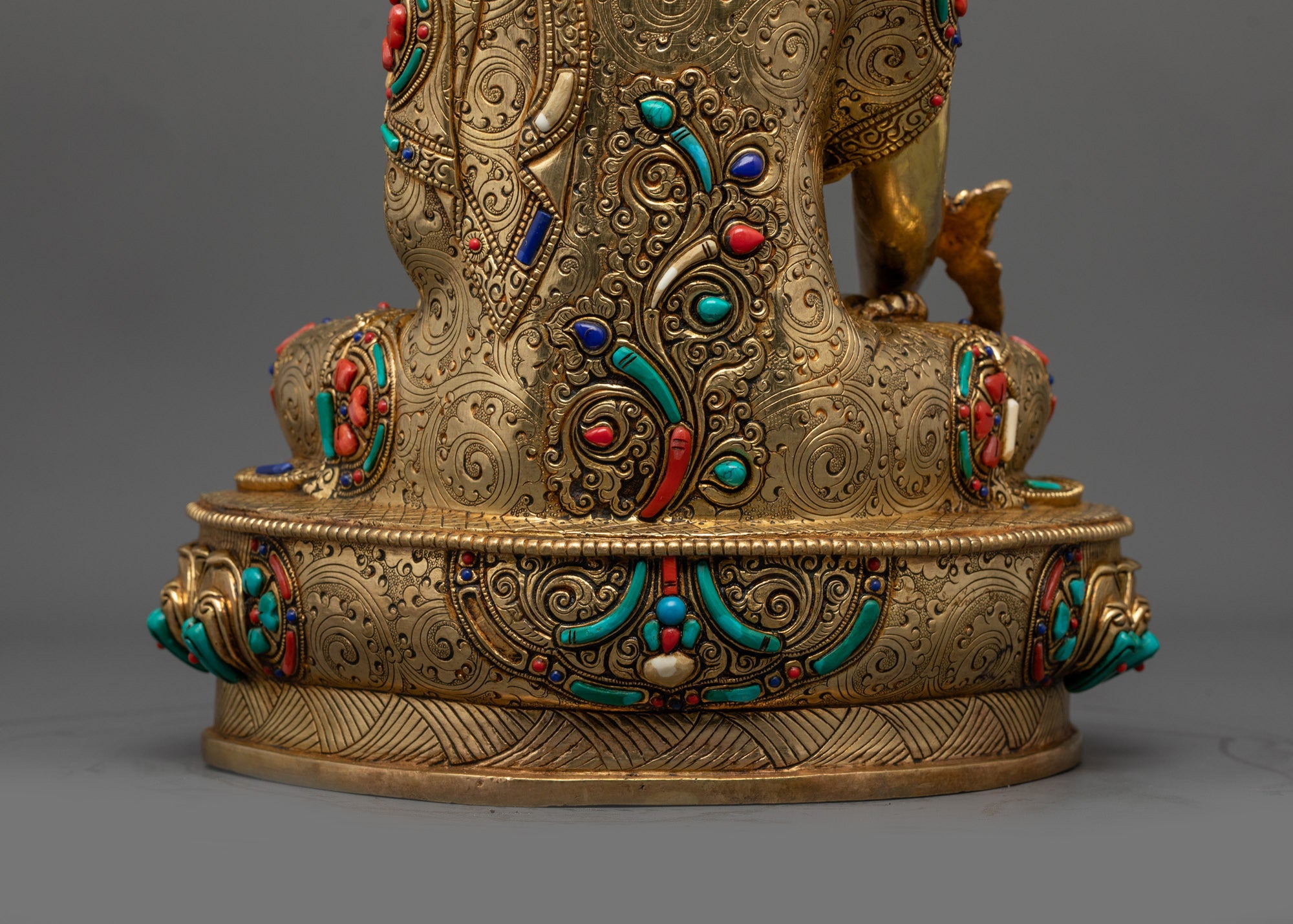 24K Gold Fire-Gilded Medicine Buddha Statue | Handcrafted Sculpture