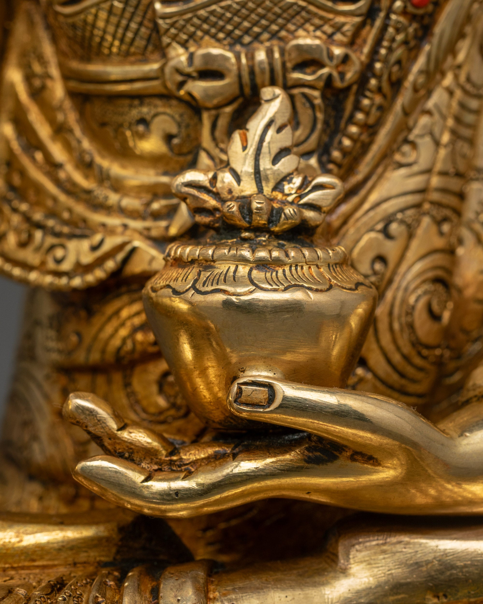 24K Gold Fire-Gilded Medicine Buddha Statue | Handcrafted Sculpture