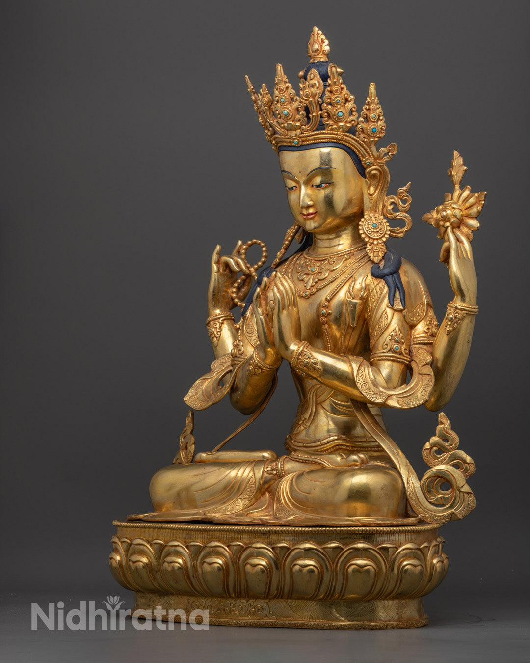 Chenrezig Statue | Authentic Hand-Carved Tibetan Deity