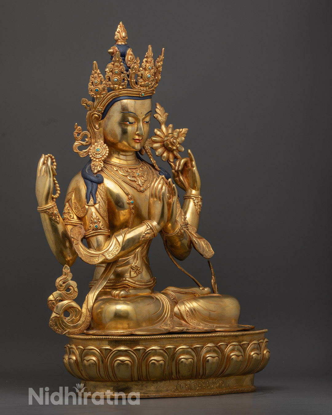 Chenrezig Statue | Authentic Hand-Carved Tibetan Deity