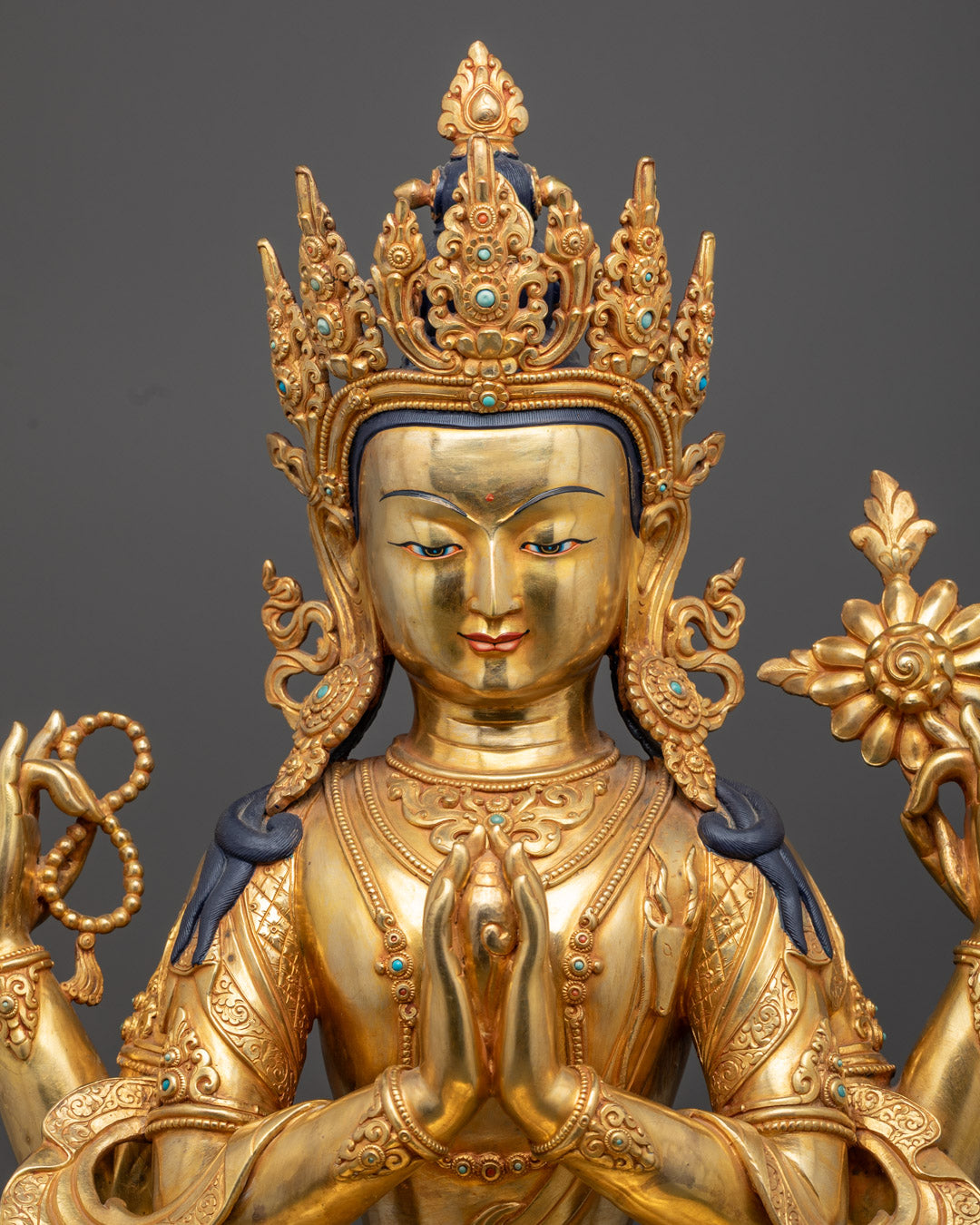 Chenrezig Statue | Authentic Hand-Carved Tibetan Deity