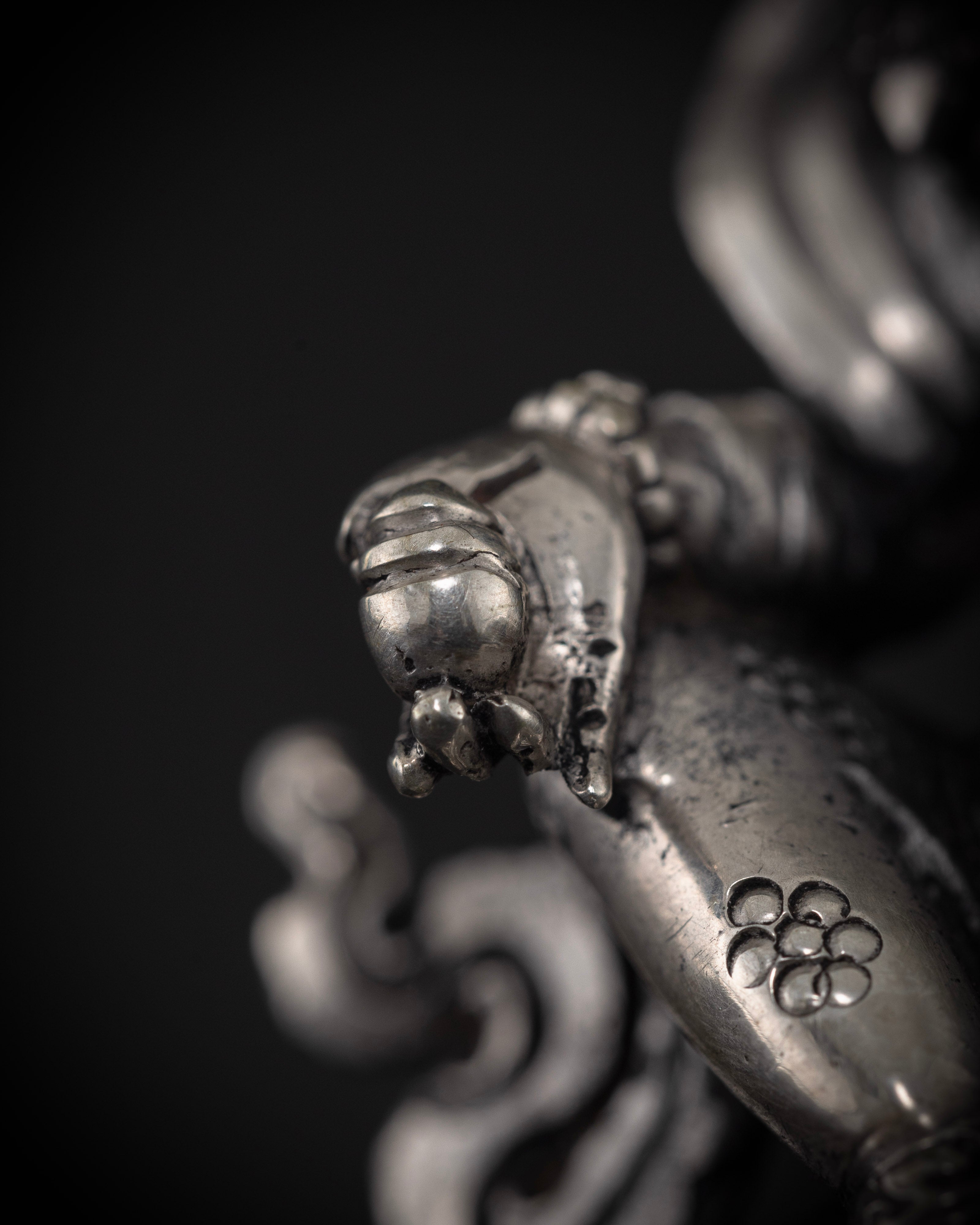 Jambhala Statue Crafted in Pure Silver