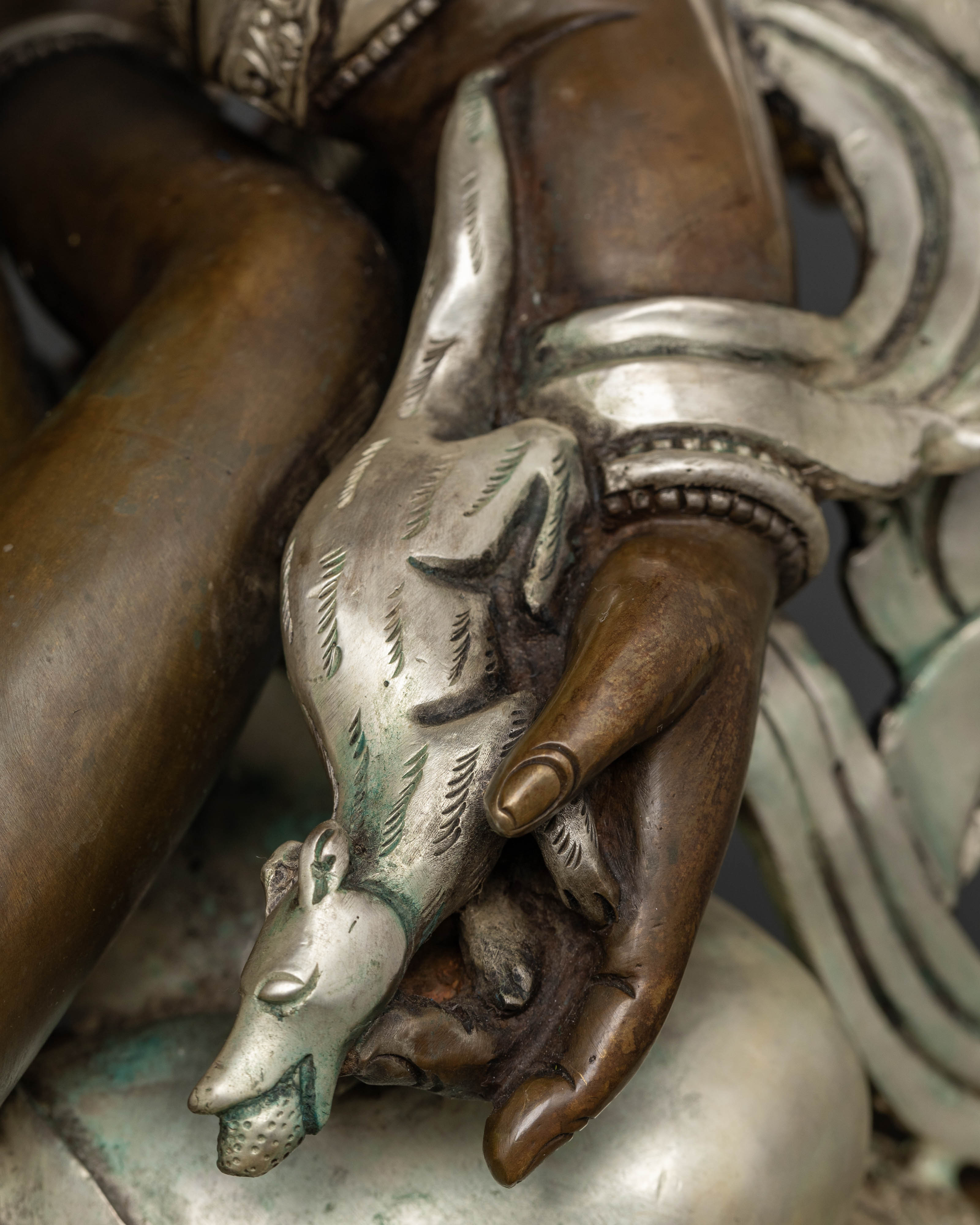 Green Dzambhala with Consort Statue: Symbol of Prosperity and Harmony