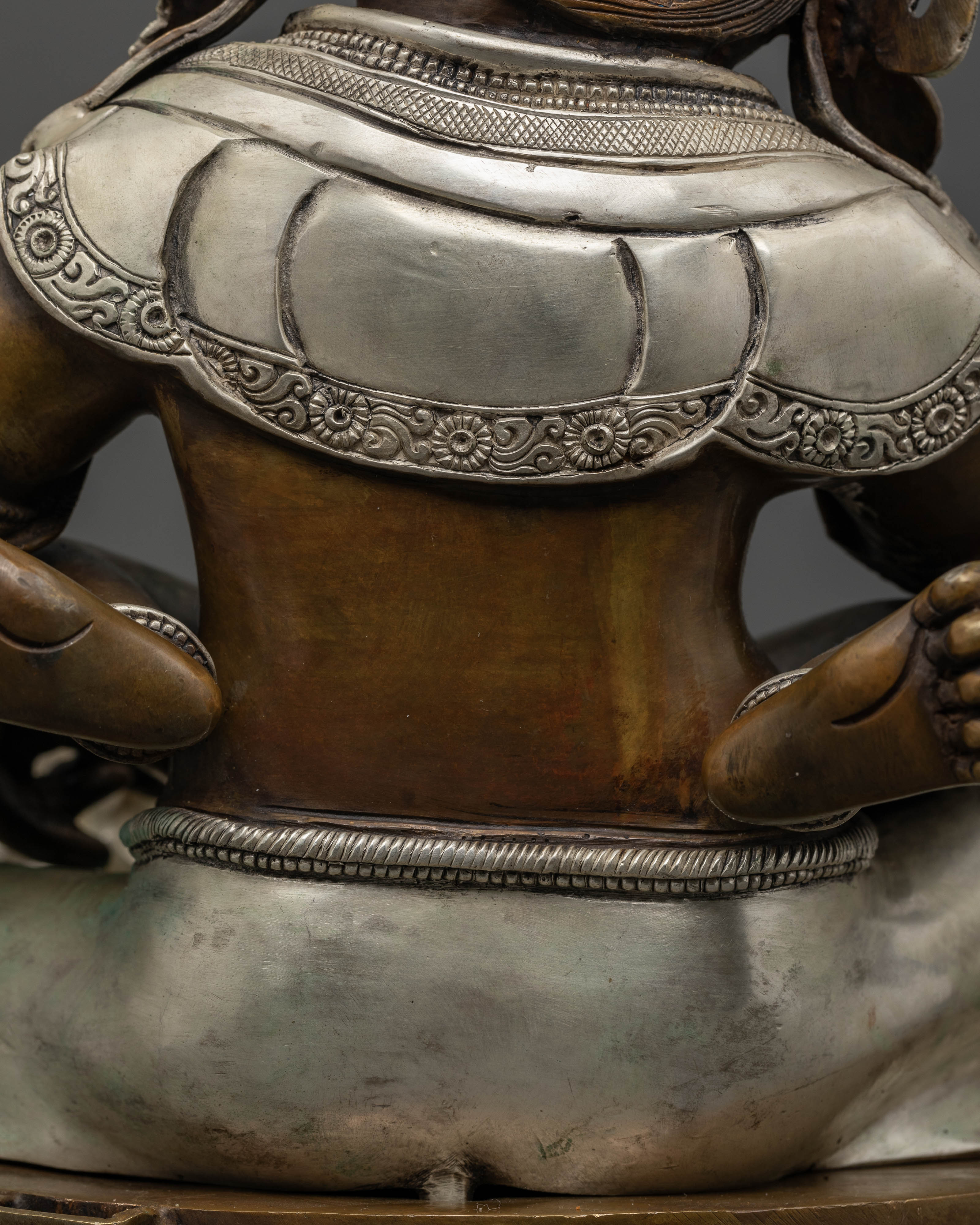 Green Dzambhala with Consort Statue: Symbol of Prosperity and Harmony