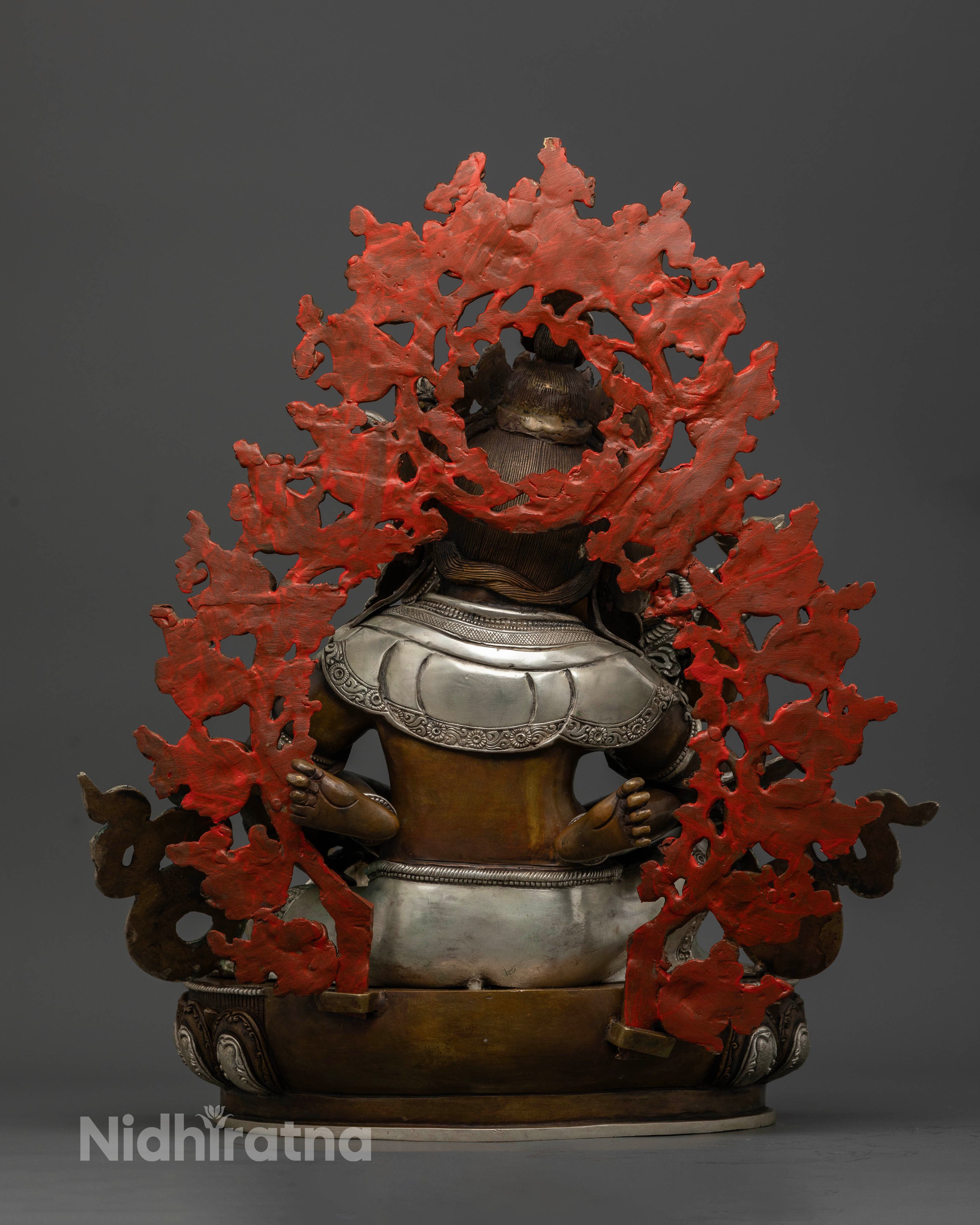 Green Dzambhala with Consort Statue: Symbol of Prosperity and Harmony