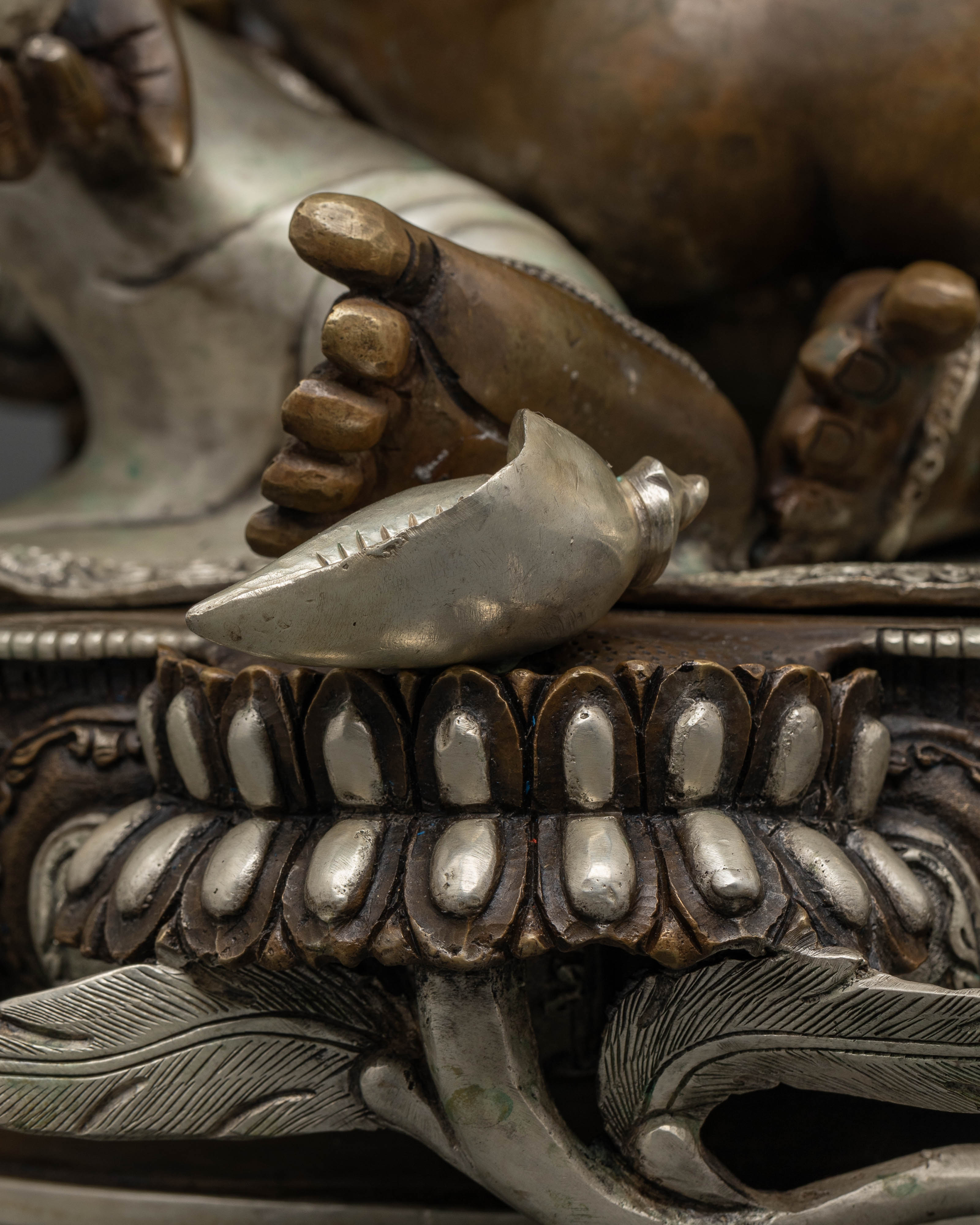 Green Dzambhala with Consort Statue: Symbol of Prosperity and Harmony