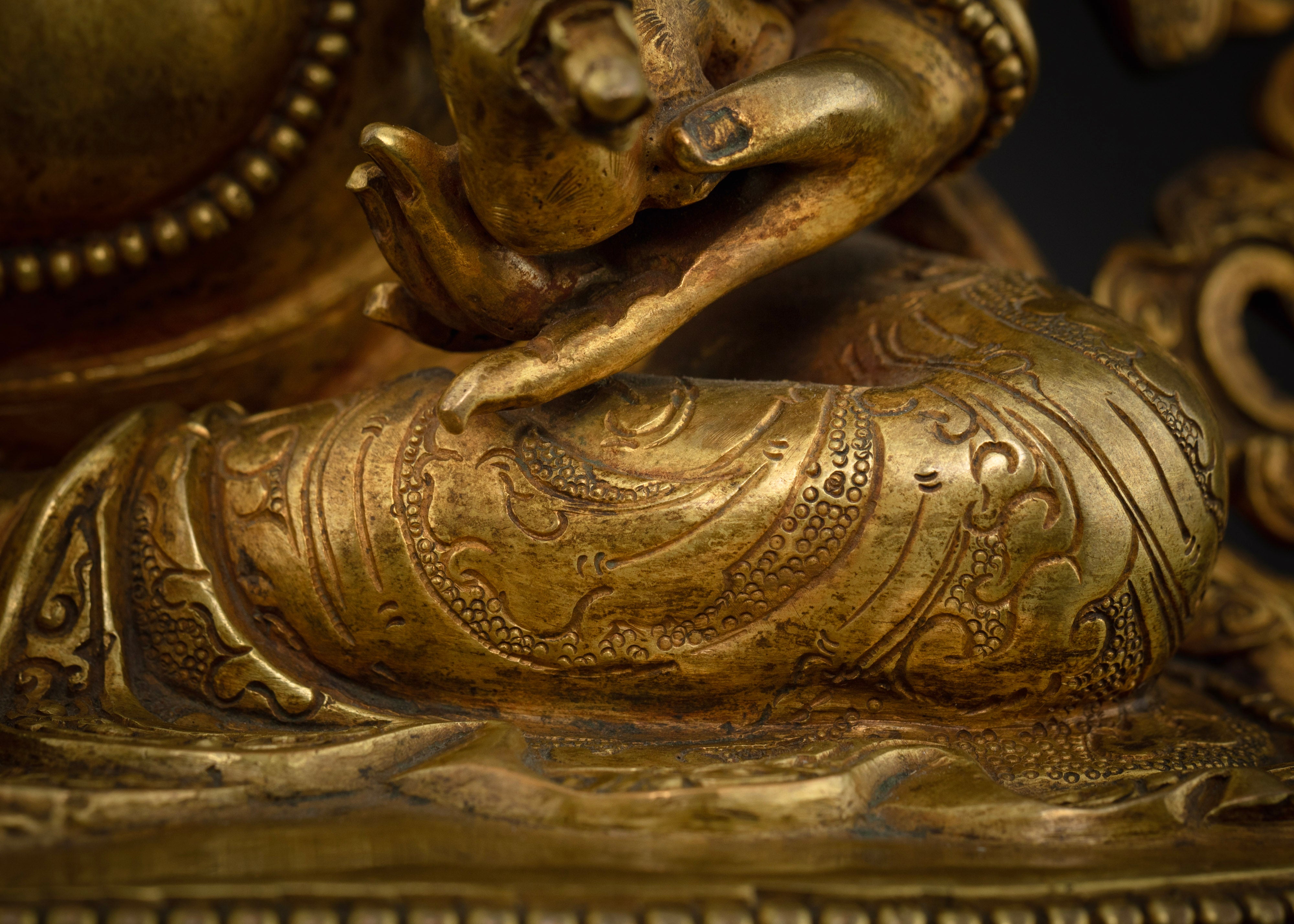 Dzambhala Statue: Authentic Copper Hand-Carved Masterpiece