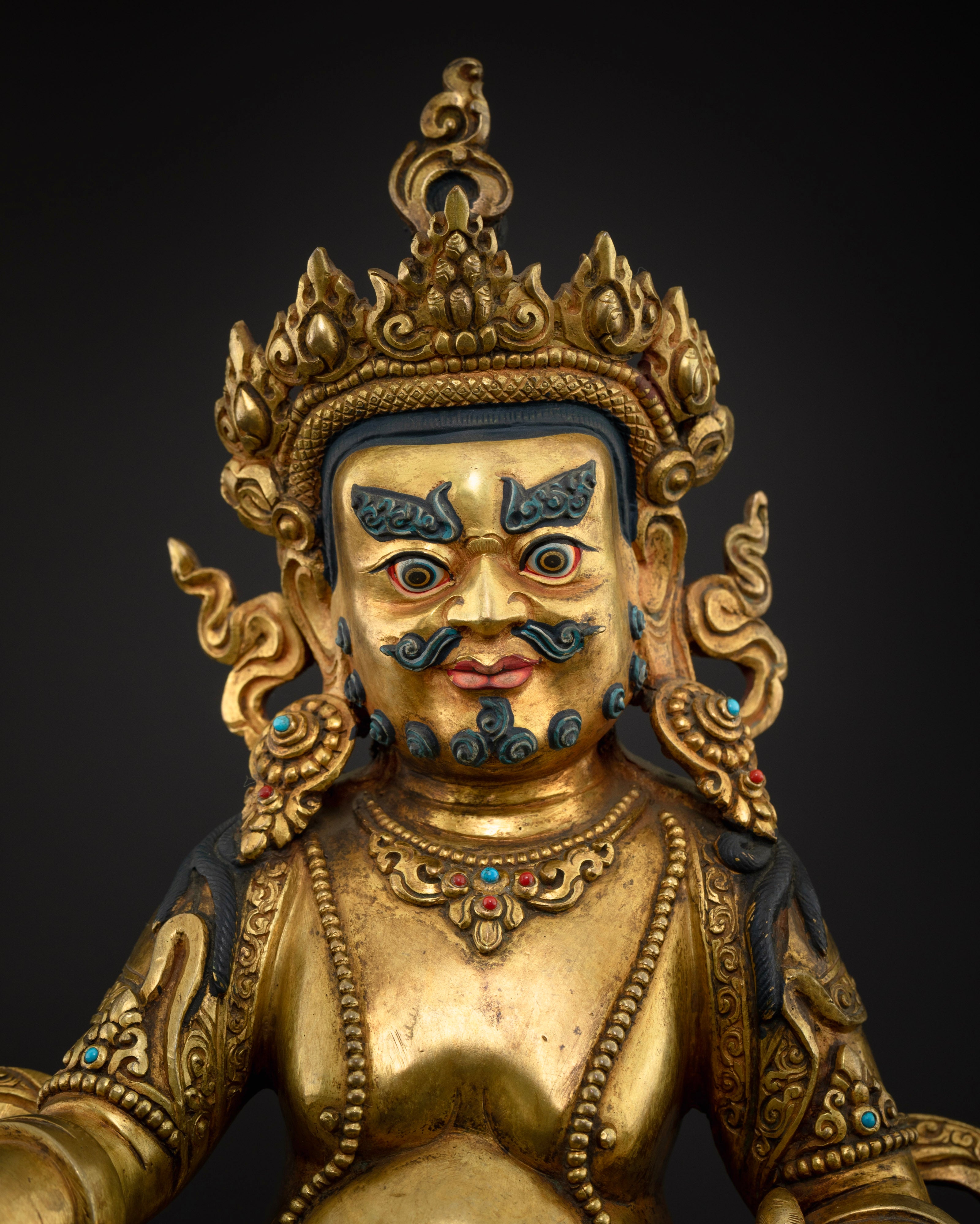 Dzambhala Statue: Authentic Copper Hand-Carved Masterpiece