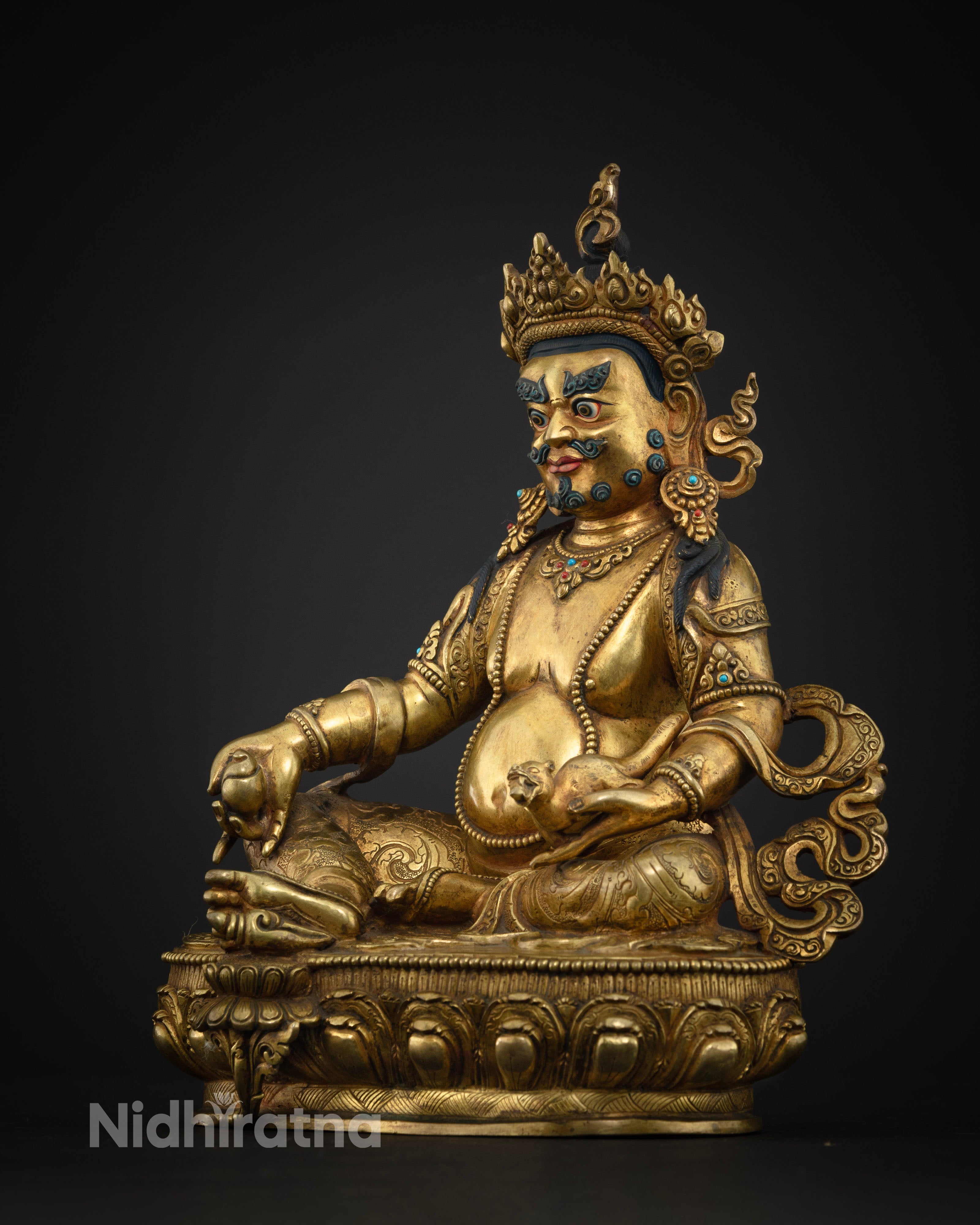 Dzambhala Statue: Authentic Copper Hand-Carved Masterpiece